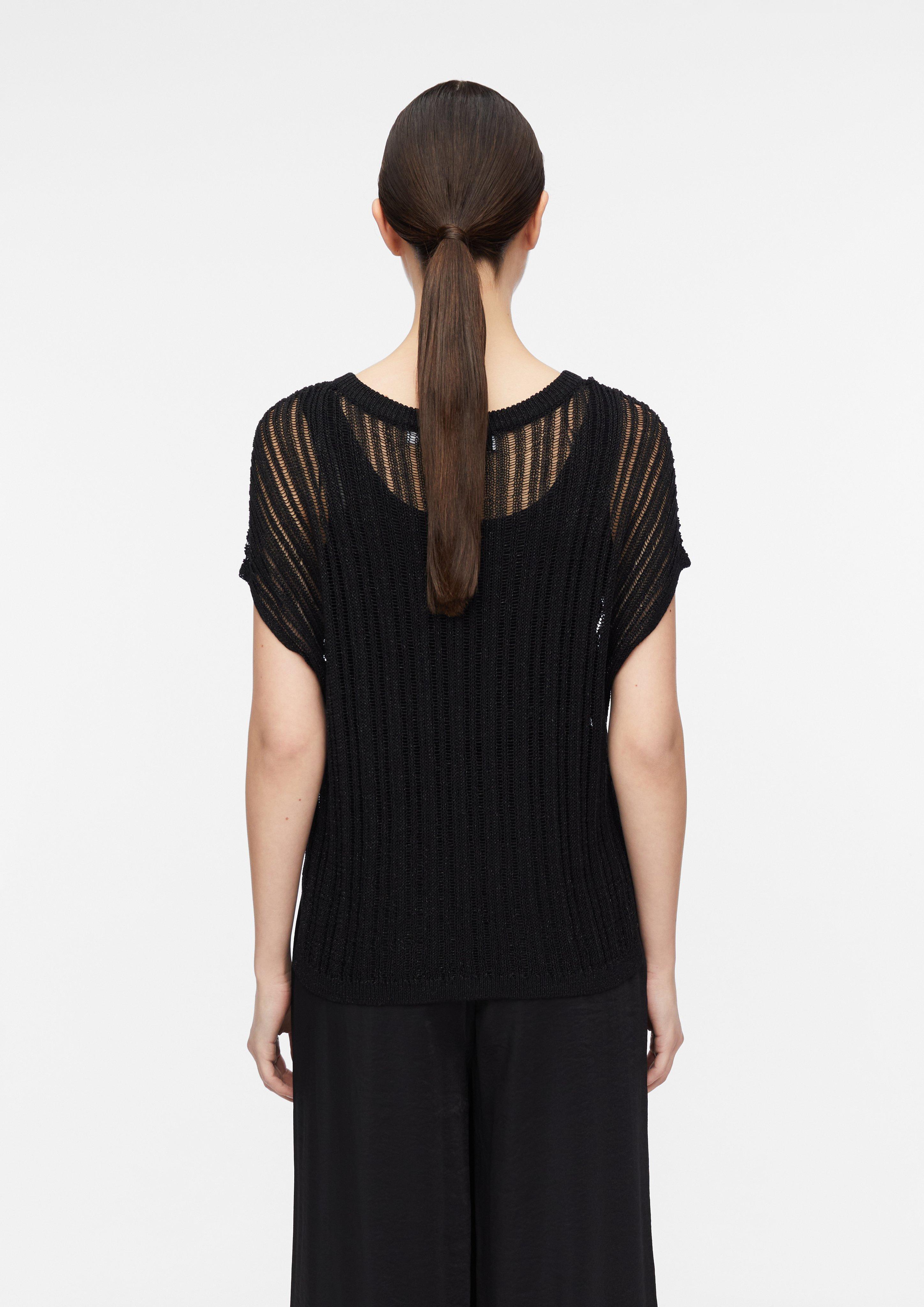 Poncho en viscose mélangée avec fil scintillant en noir de COMMA