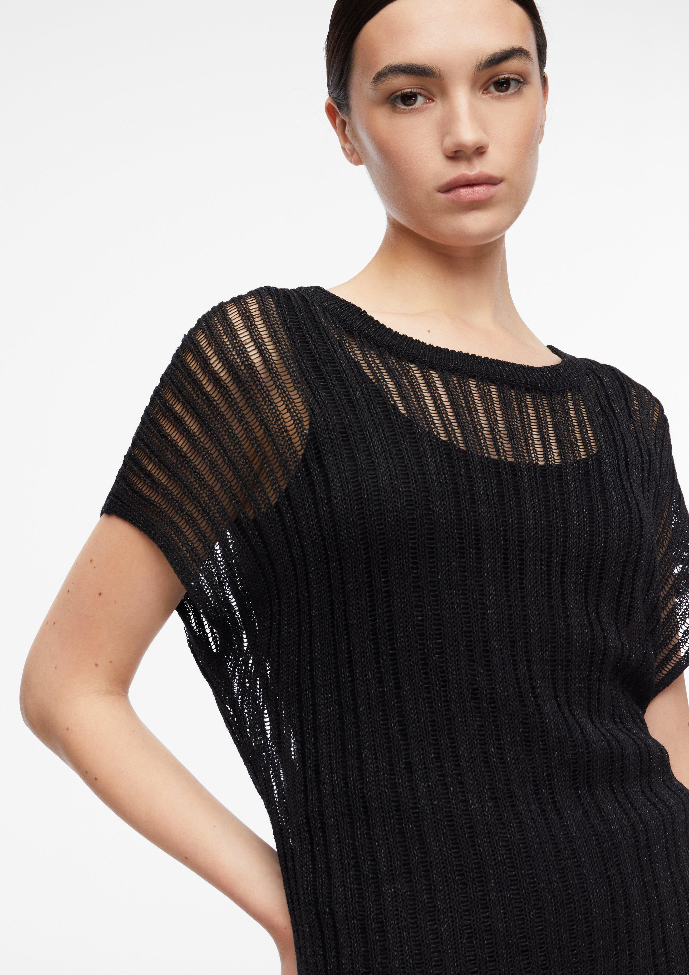 Poncho en viscose mélangée avec fil scintillant en noir de COMMA