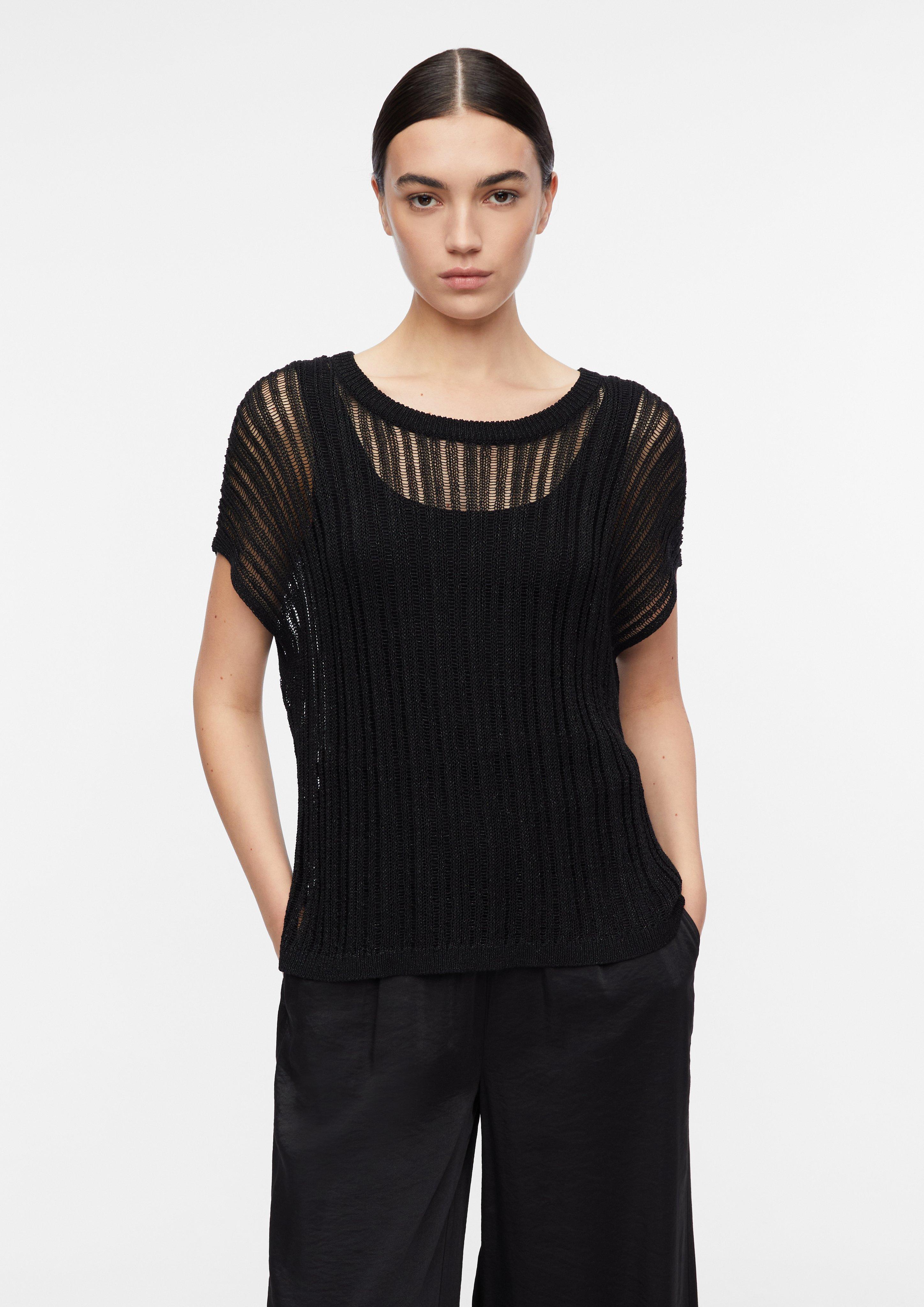 Poncho en viscose mélangée avec fil scintillant en noir de COMMA