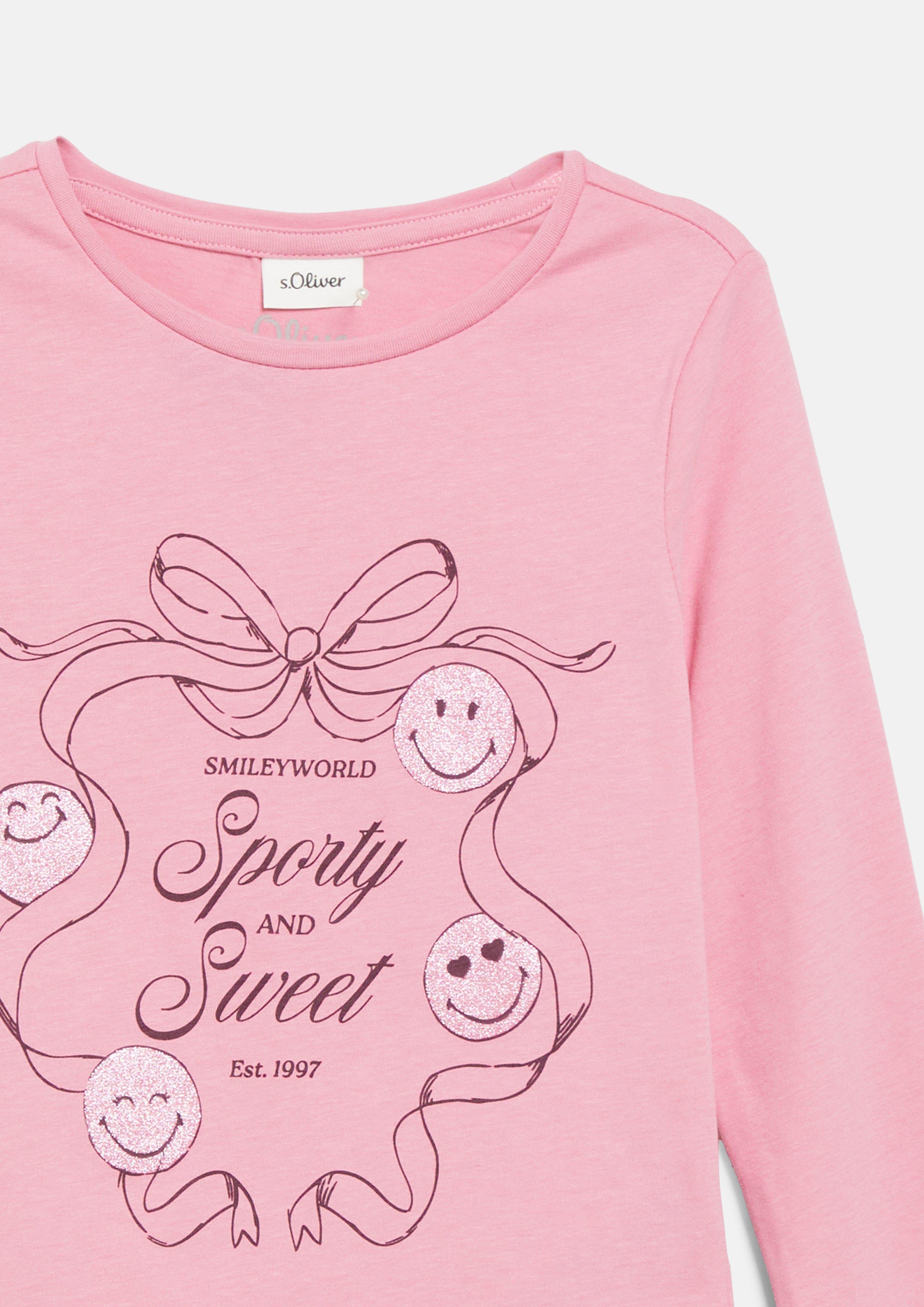 Junior T-shirt Smiley® avec imprimé pailleté en rose de s.Oliver