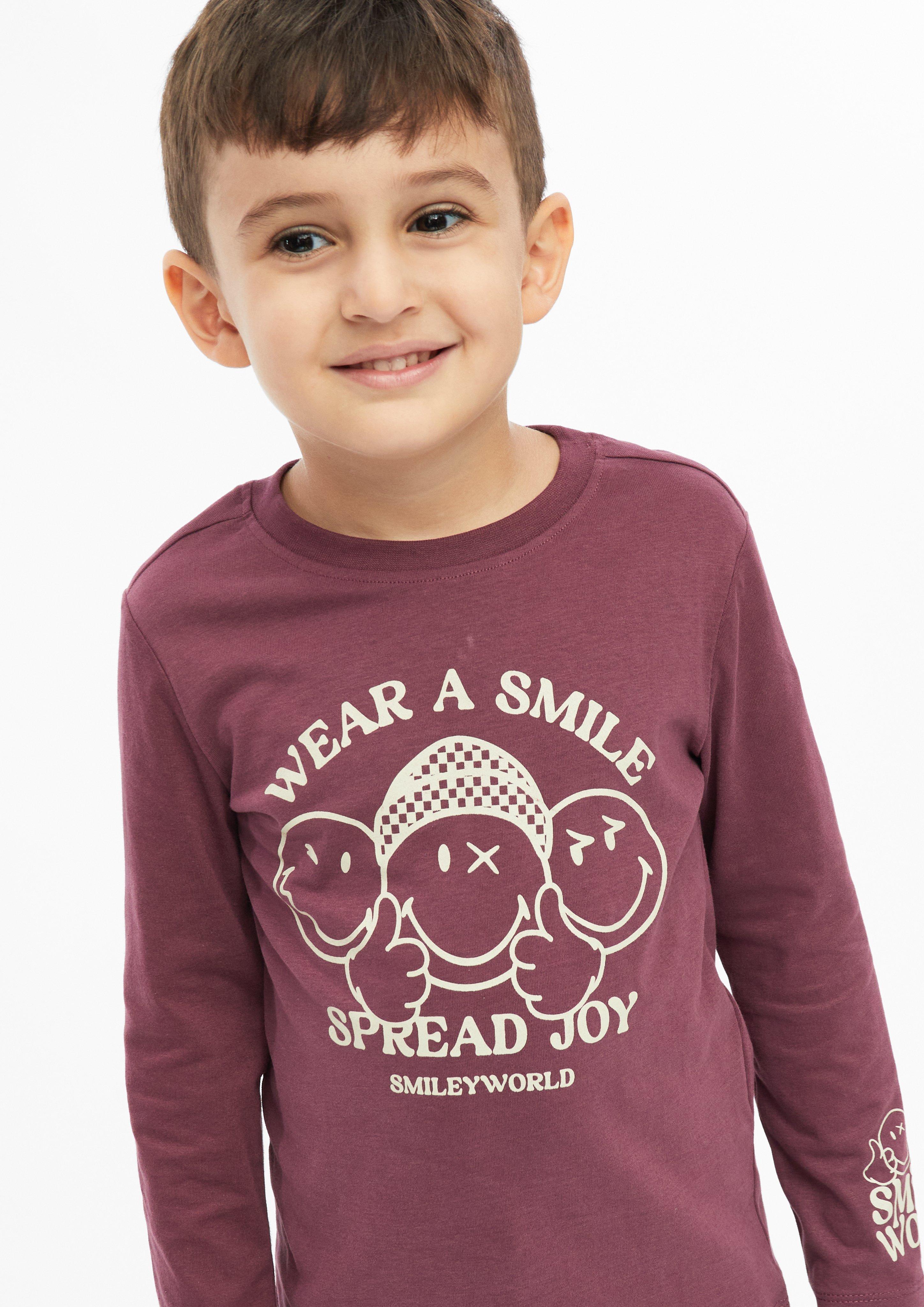 Otroci Majica z dolgimi rokavi s Smiley® potiskom spredaj in na rokavih v barvi rdeča od s.Oliver