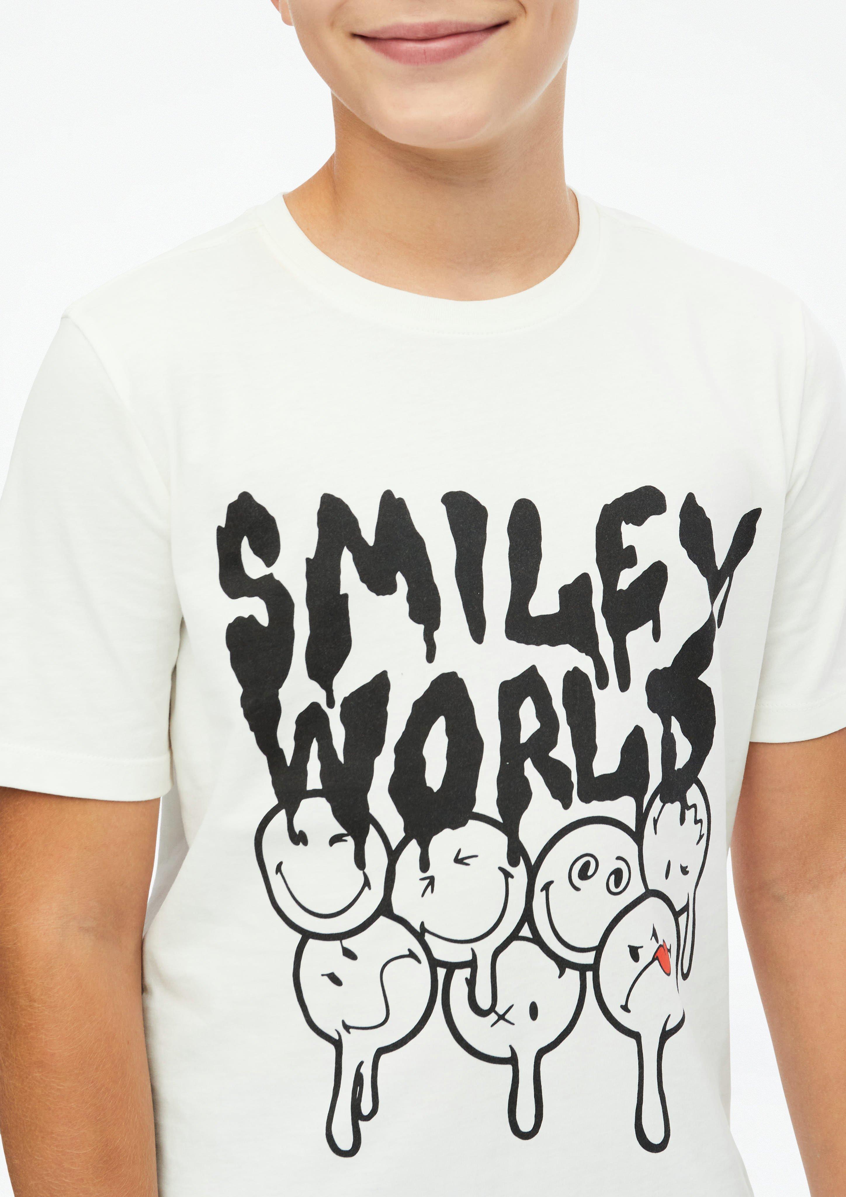 Junior Smiley® T-shirt met print in wit van s.Oliver
