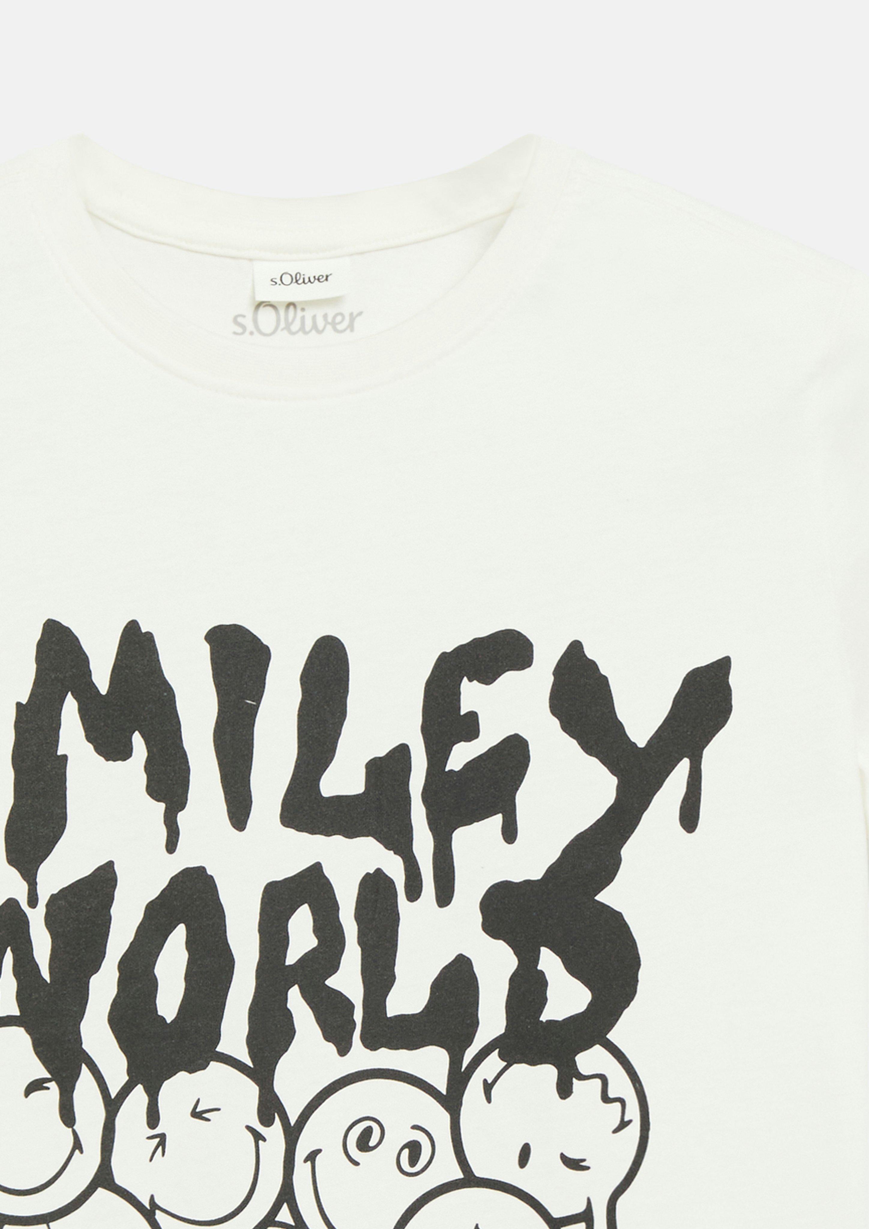 Junior Smiley® T-shirt met print in wit van s.Oliver