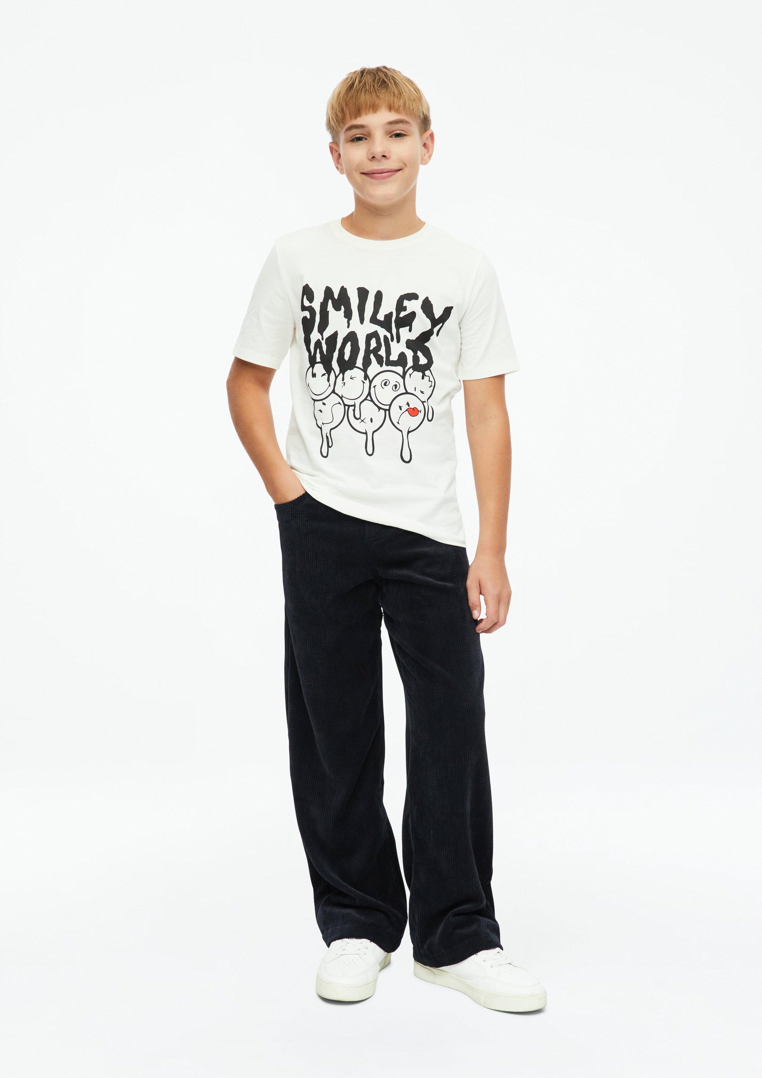Junior Smiley® T-shirt met print in wit van s.Oliver