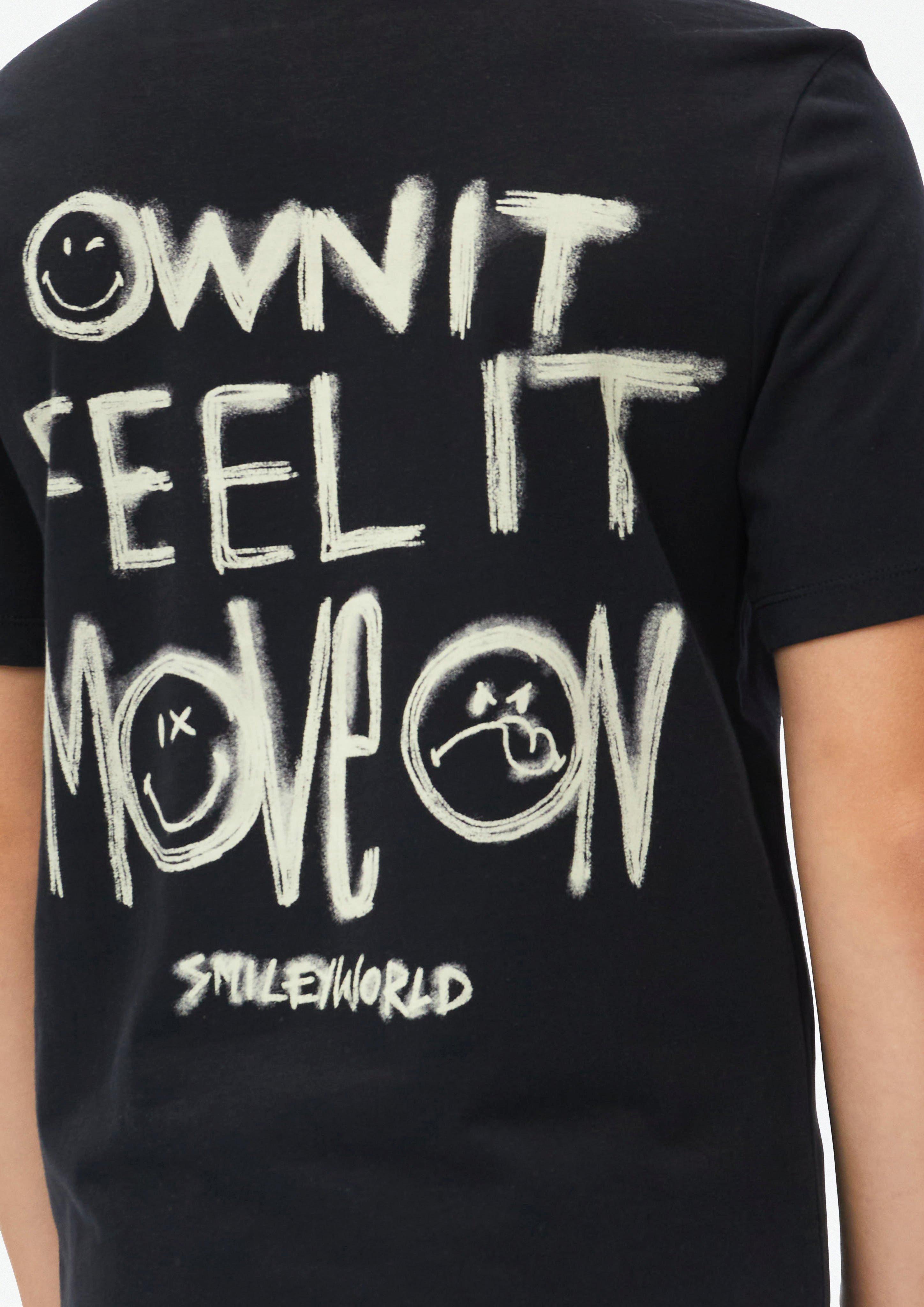 Junior Smiley® T-shirt met print in zwart van s.Oliver