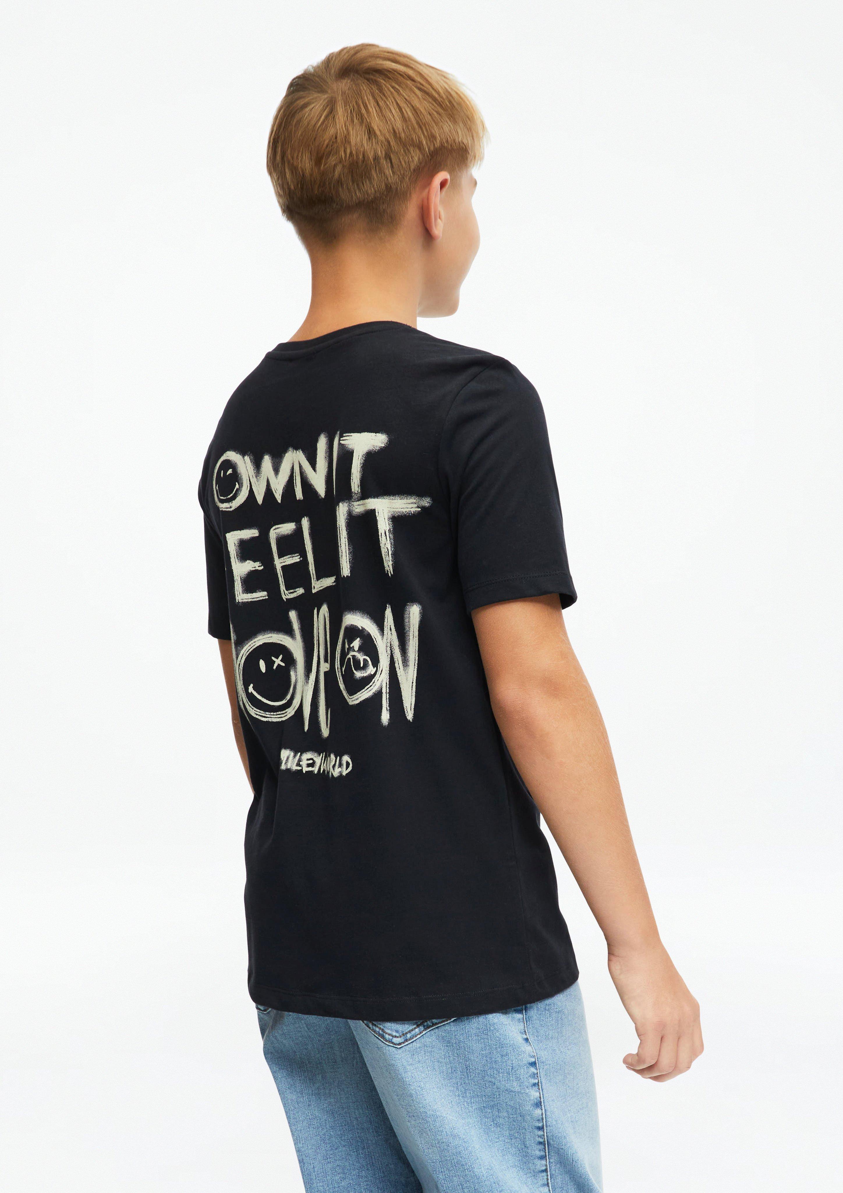 Smiley® T-shirt met print in zwart van s.Oliver