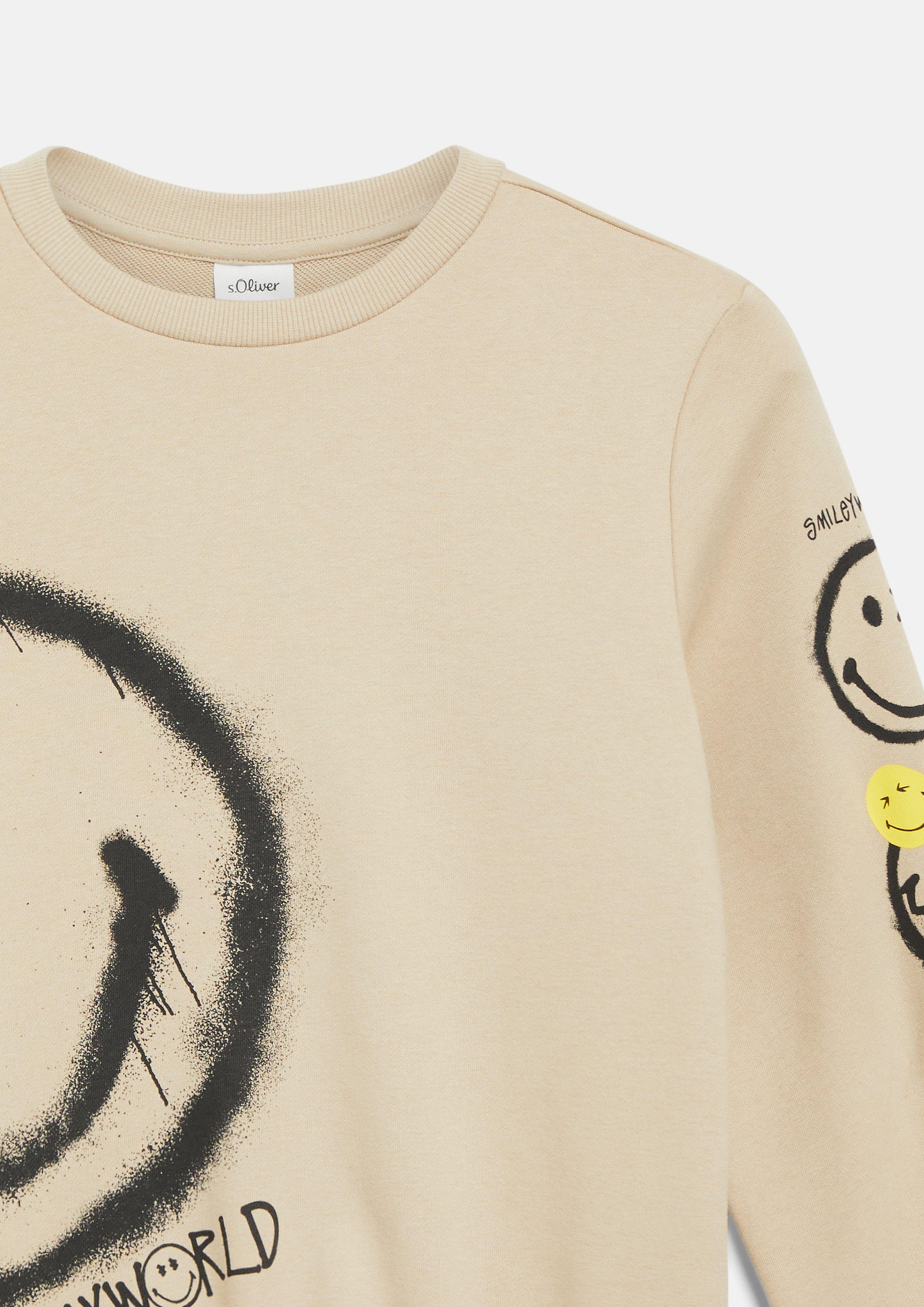 Deti Mikina Smiley® s potlačou vpredu a na rukávoch vo farbe béžová od s.Oliver