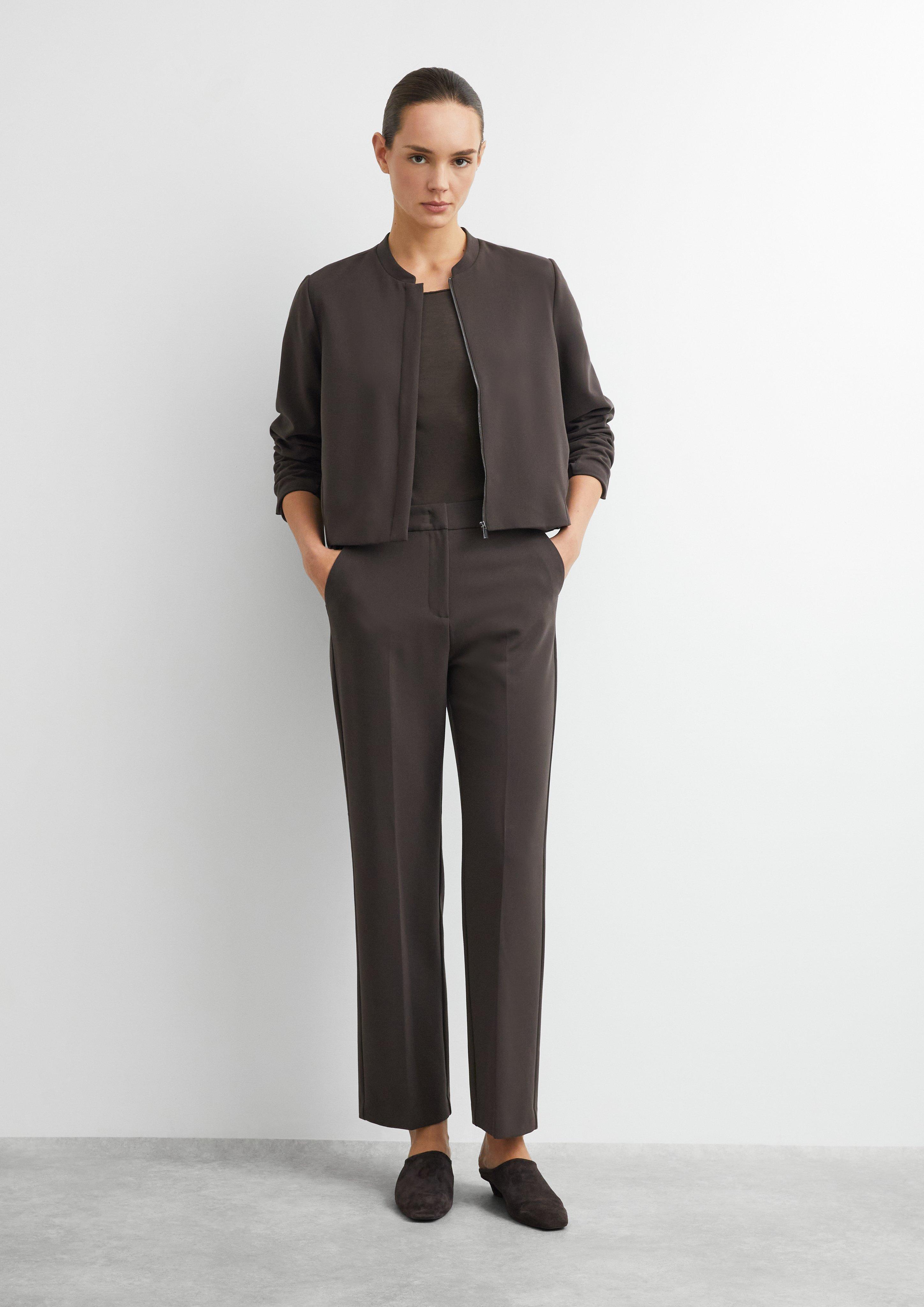 Pantalon à coupe droite en mélange de viscose en brun de COMMA