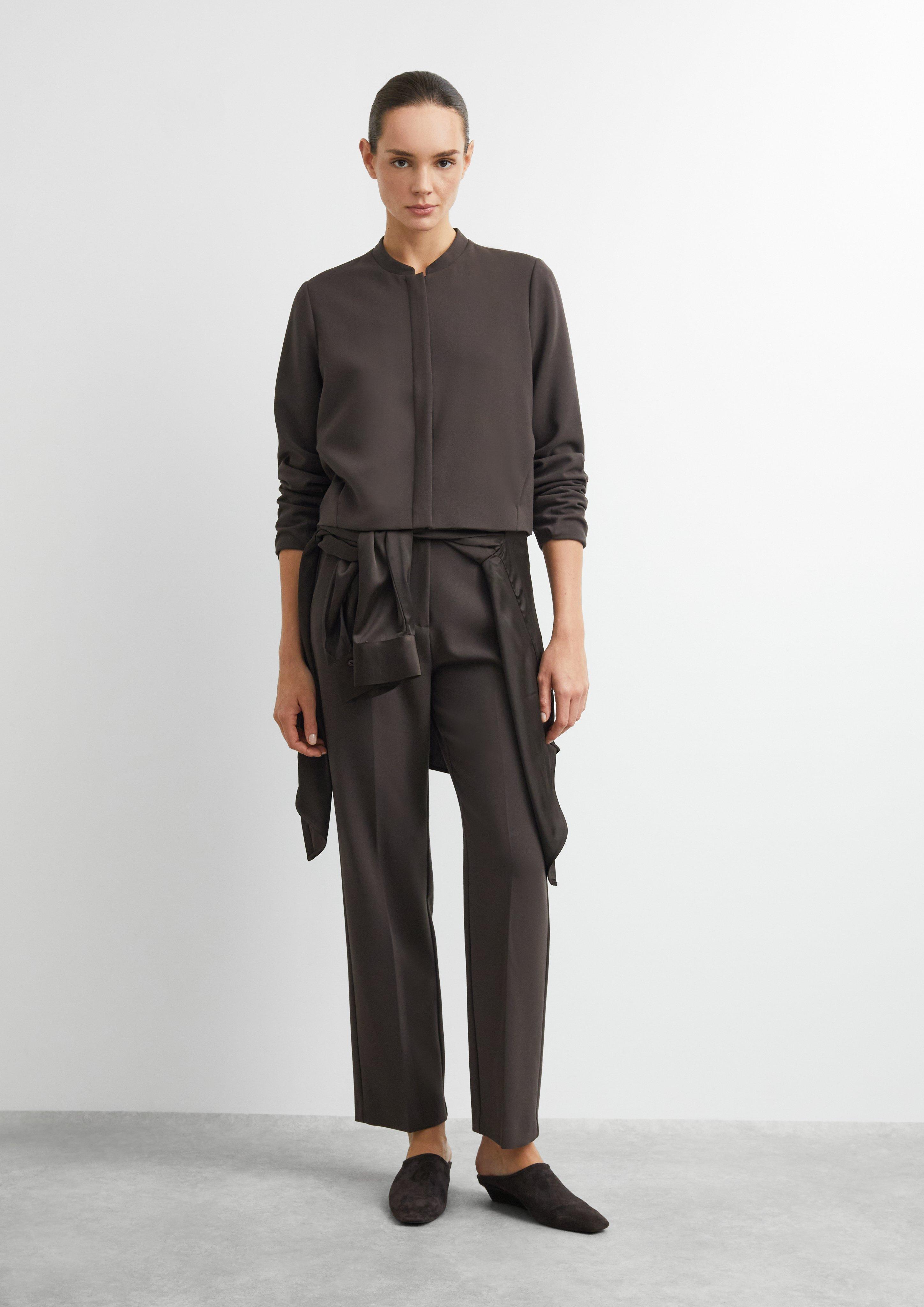 Pantalon à coupe droite en mélange de viscose en brun de COMMA