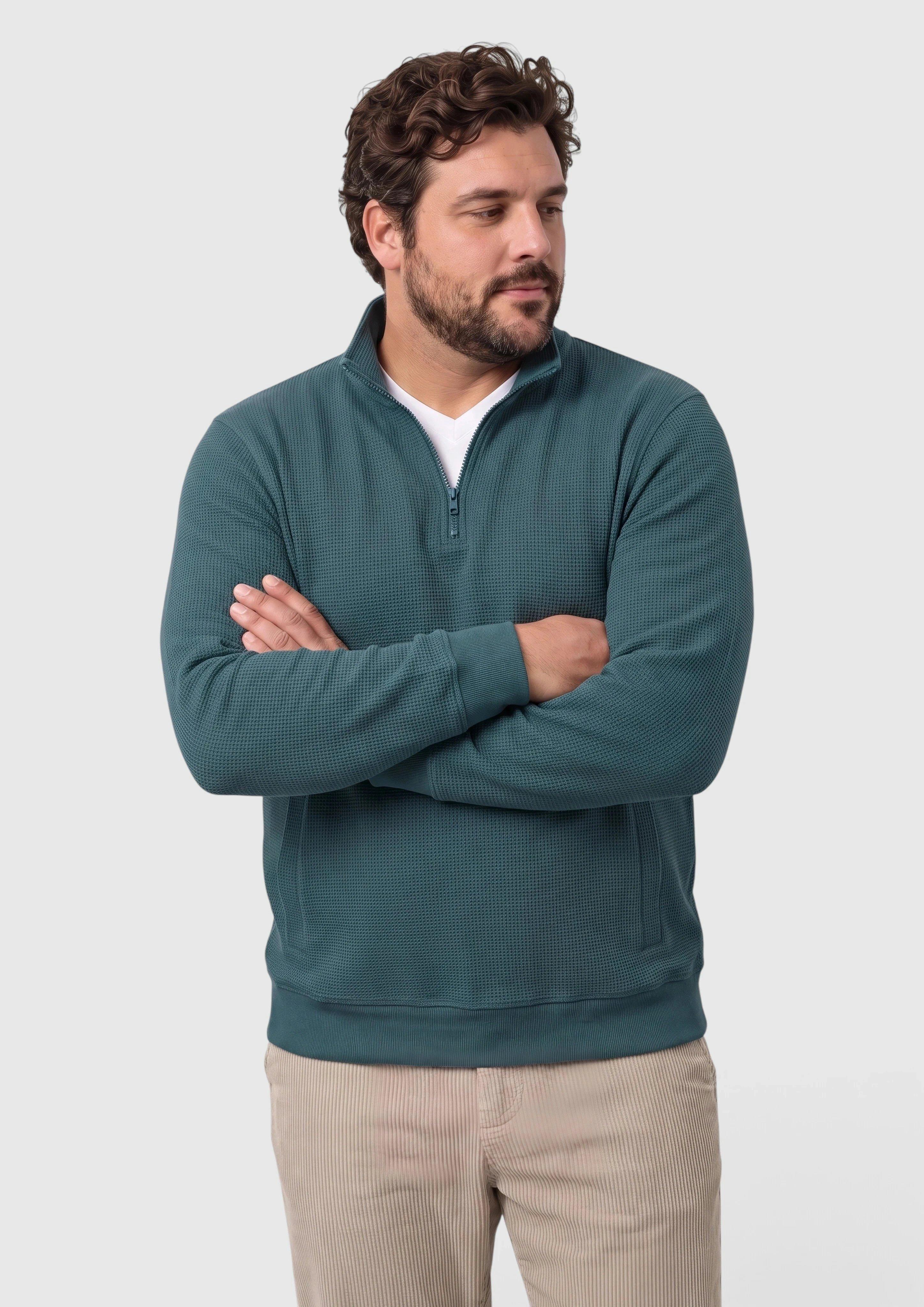 Turtleneck Sweatshirt with Waffle Texture in petrol by s.Oliver Men Big Sizes