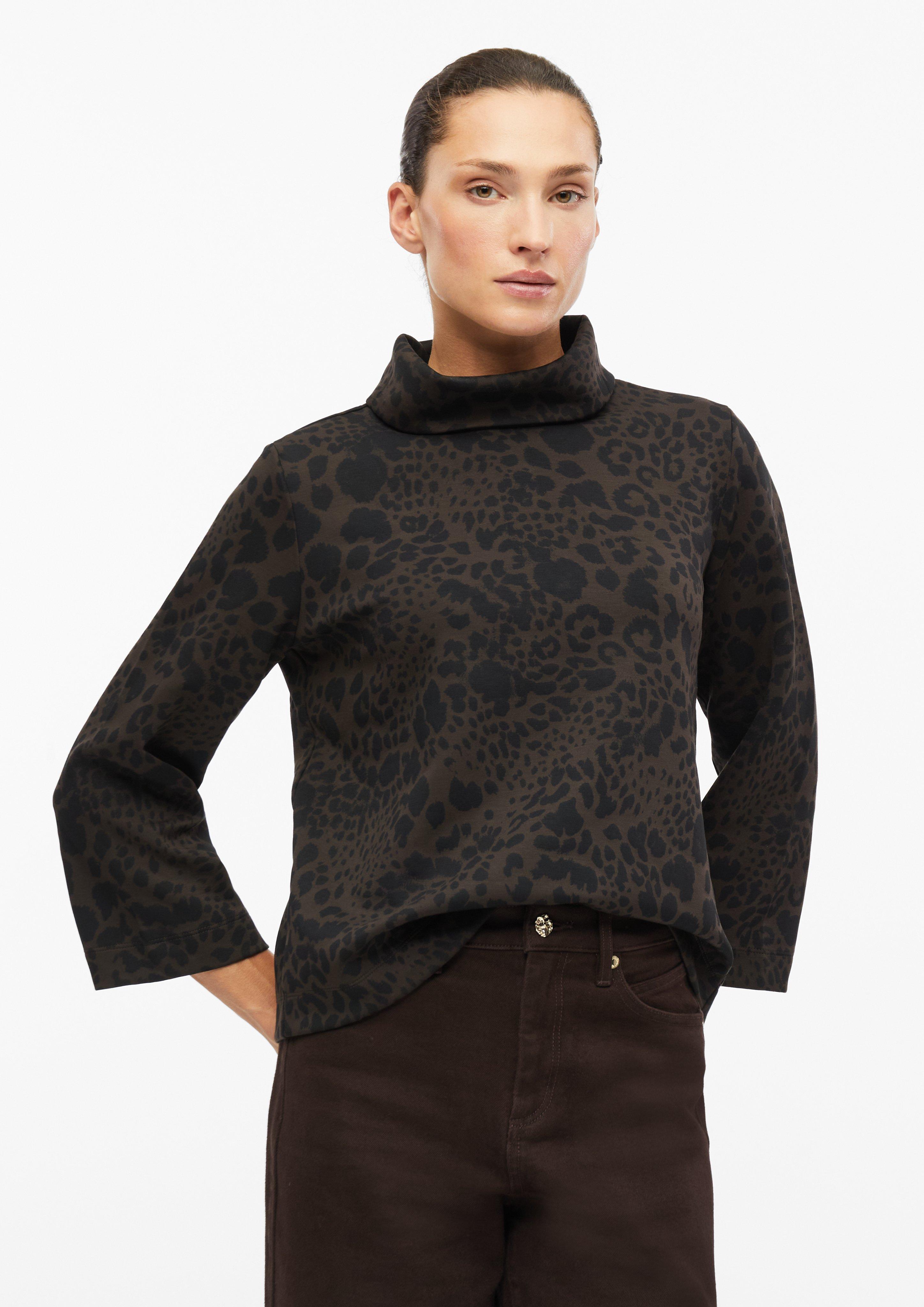 Women Relaxed-fit sweatshirt with all-over print in dark brown by s.Oliver BLACK LABEL