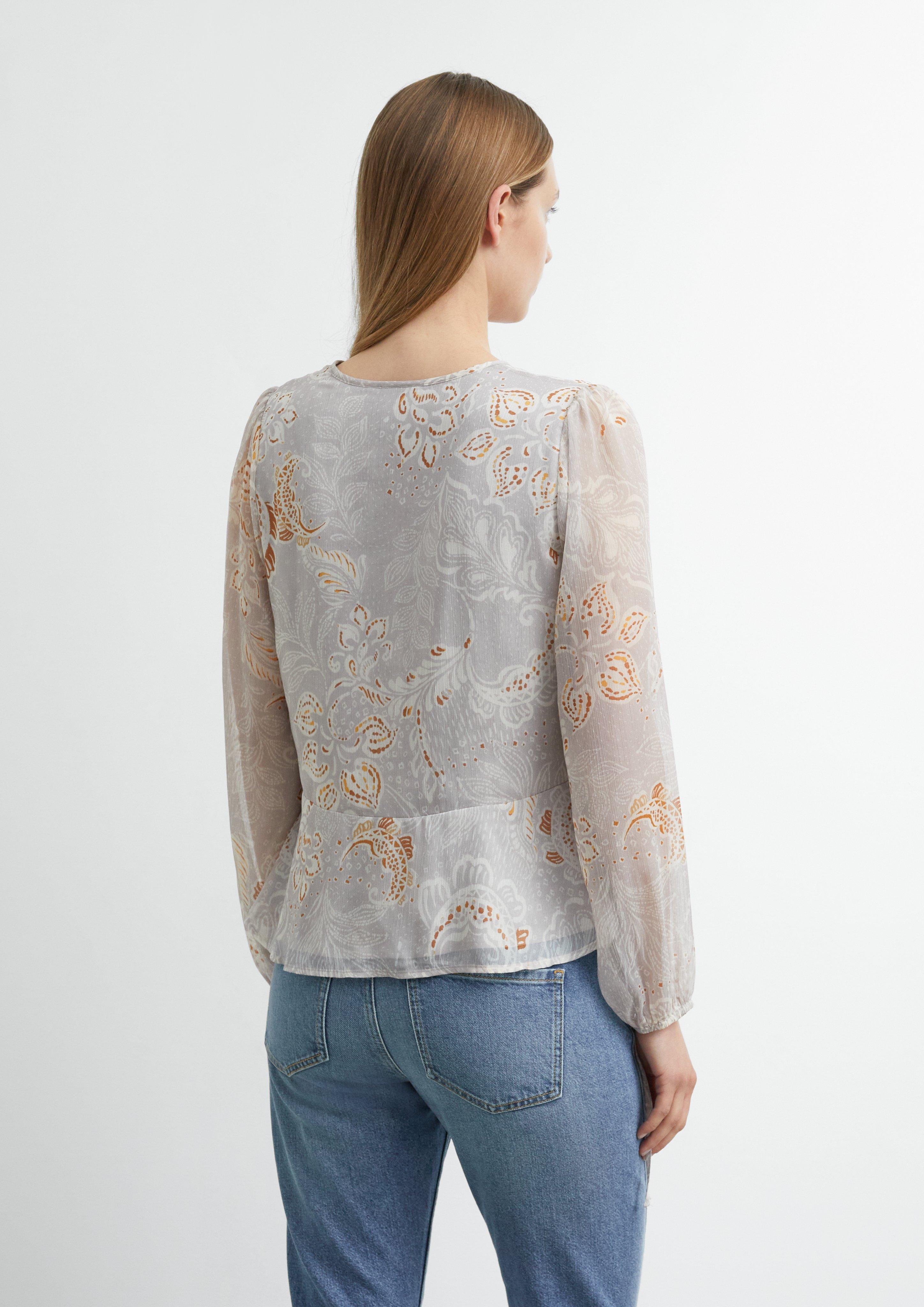 Chiffon-Bluse mit Tunnelzug an der Taille in beige von COMMA