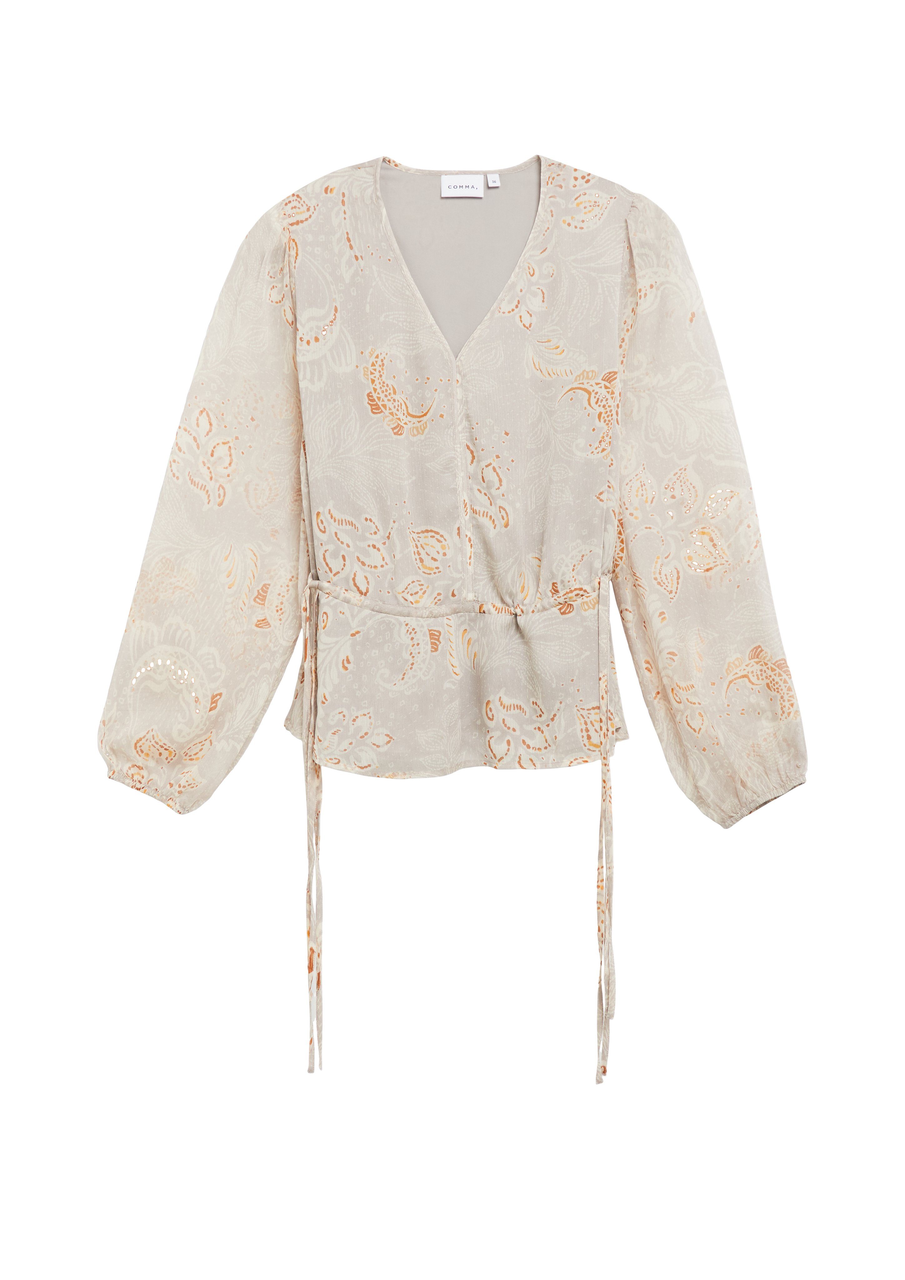 Chiffon-Bluse mit Tunnelzug an der Taille