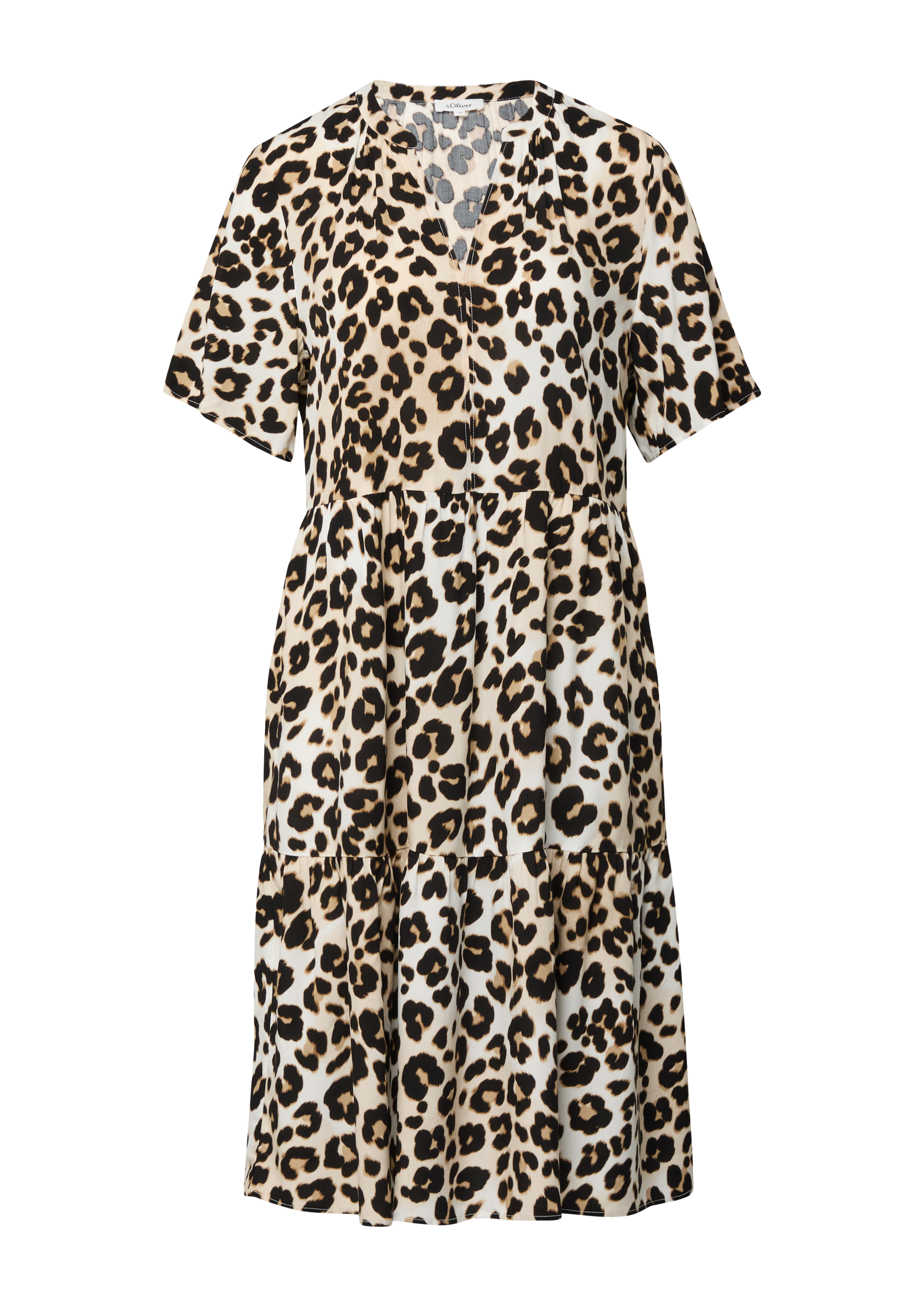 s.Oliver Kurzes Viskose-Kleid Mit Raffungen