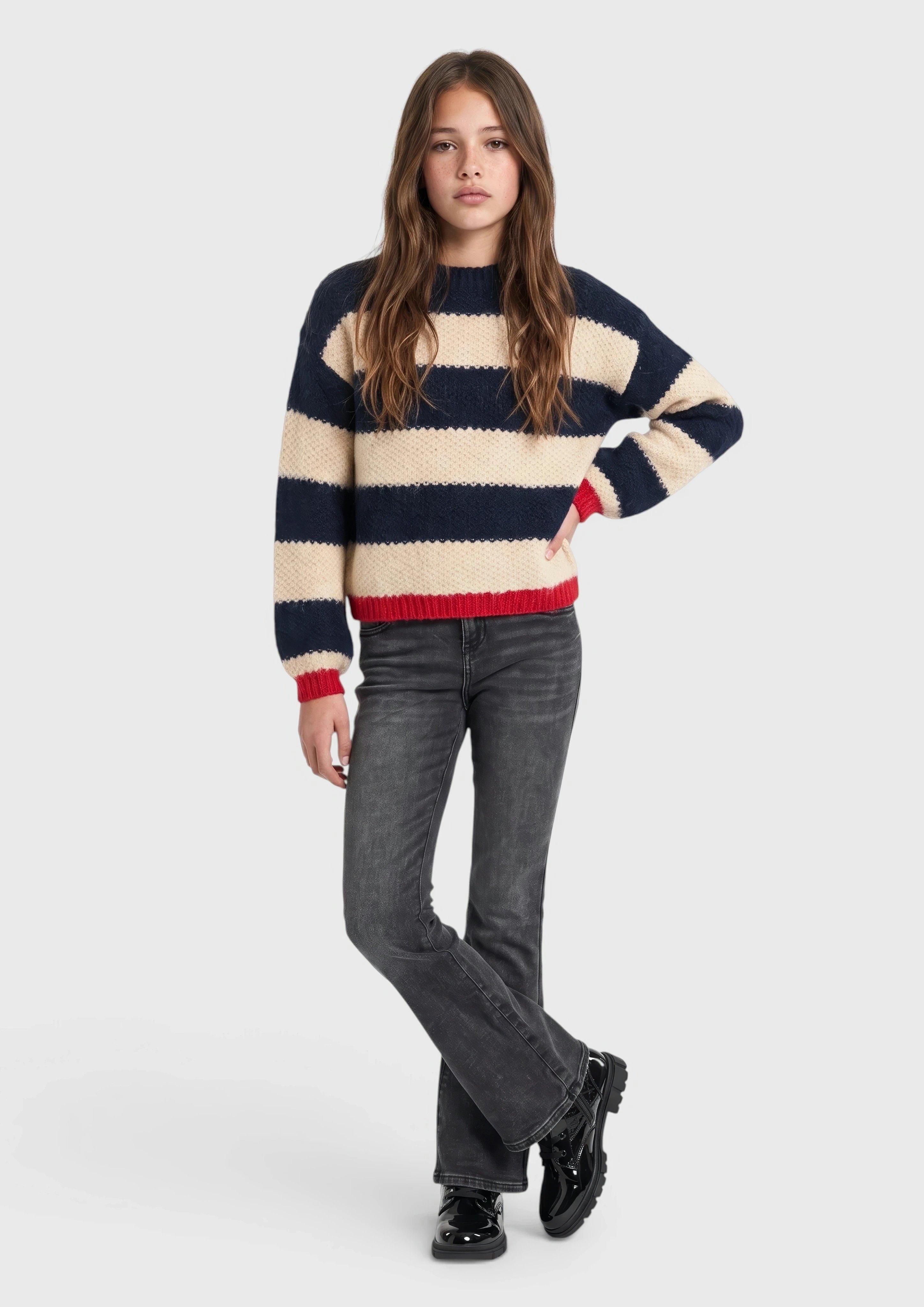 Kinder Weicher Strickpullover mit Streifen in beige von s.Oliver