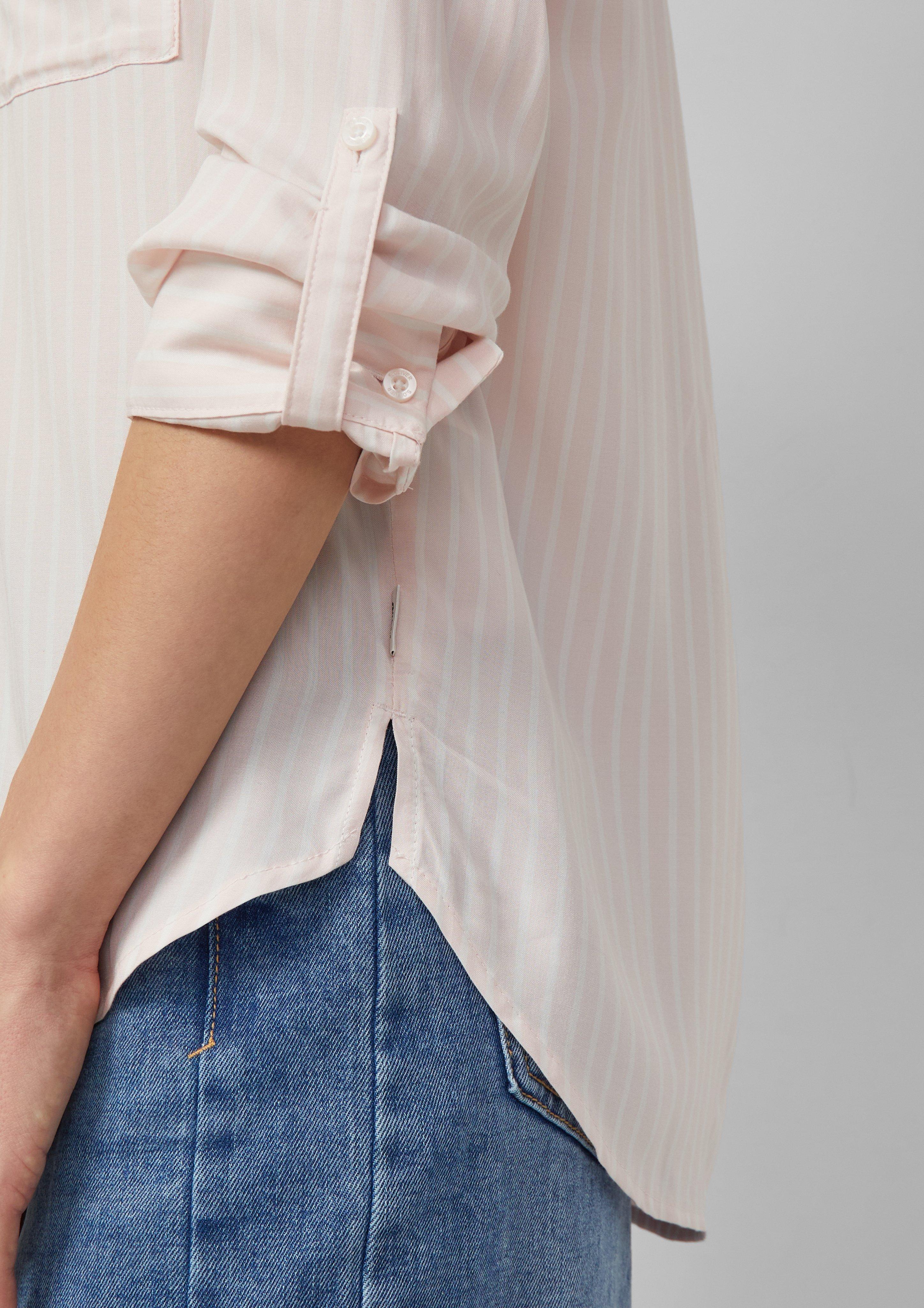 Thumbnail - Fließende Streifenbluse aus Viskose mit Turn-up