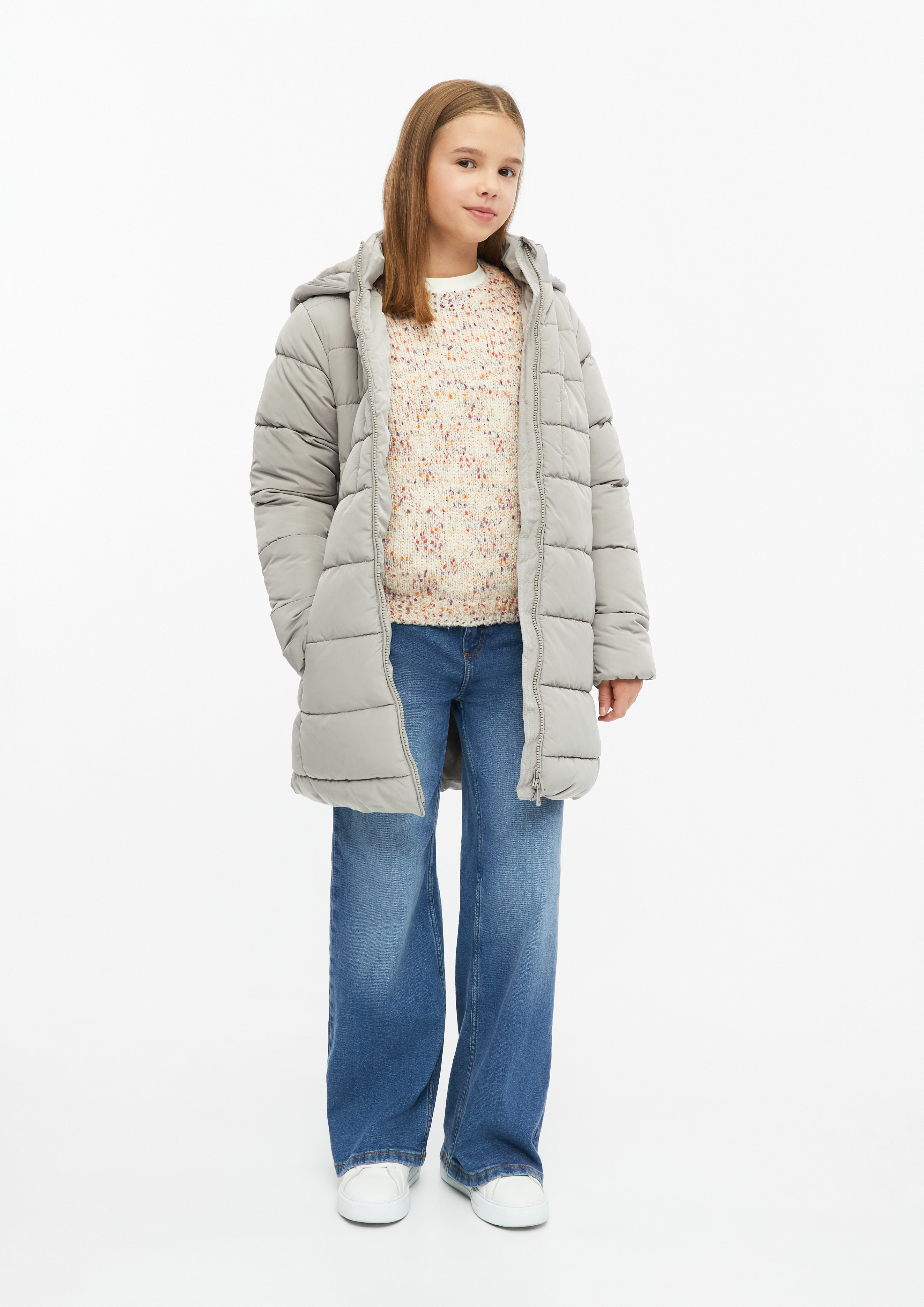 Kinder Strickpullover im Loose Fit mit Glitzergarn in beige von s.Oliver
