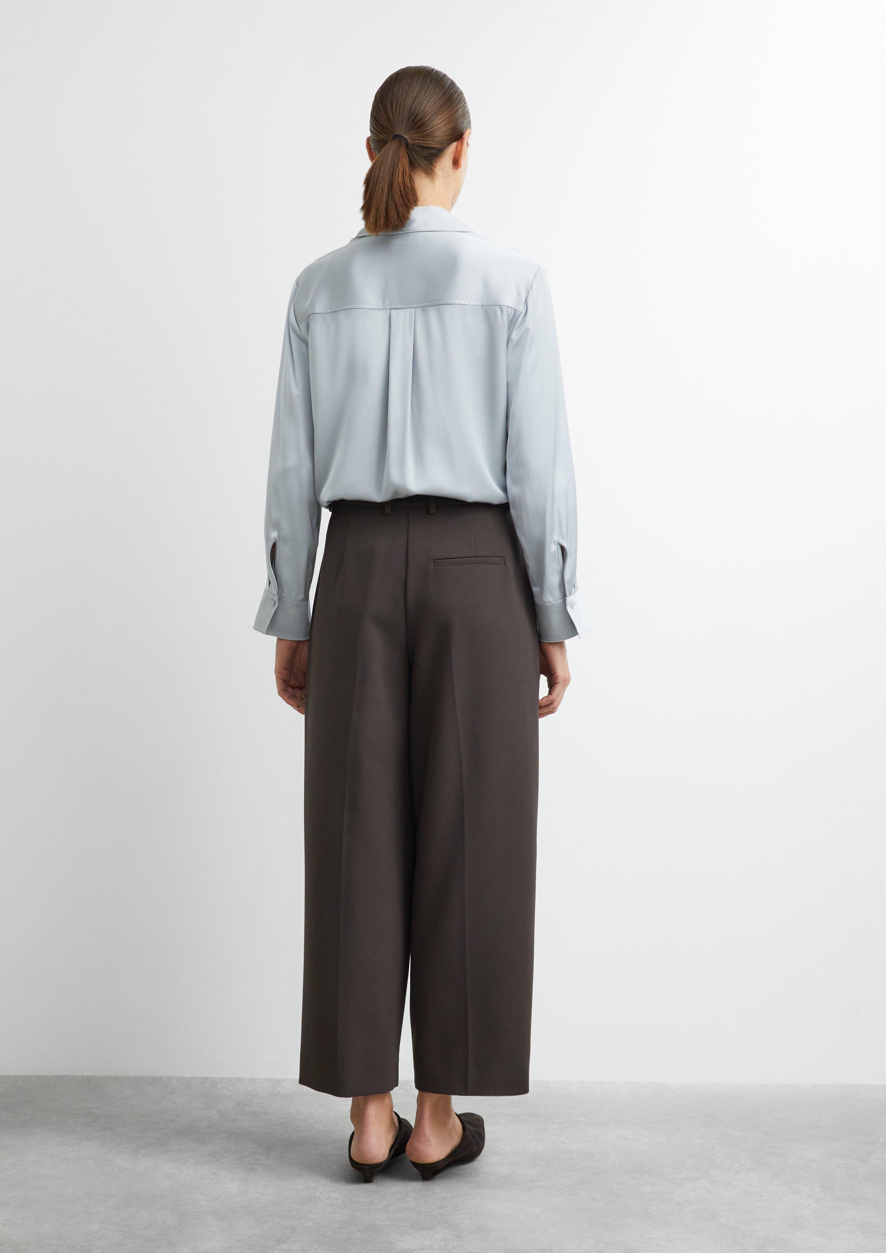Pantalon en mélange de viscose à jambes larges en brun de COMMA
