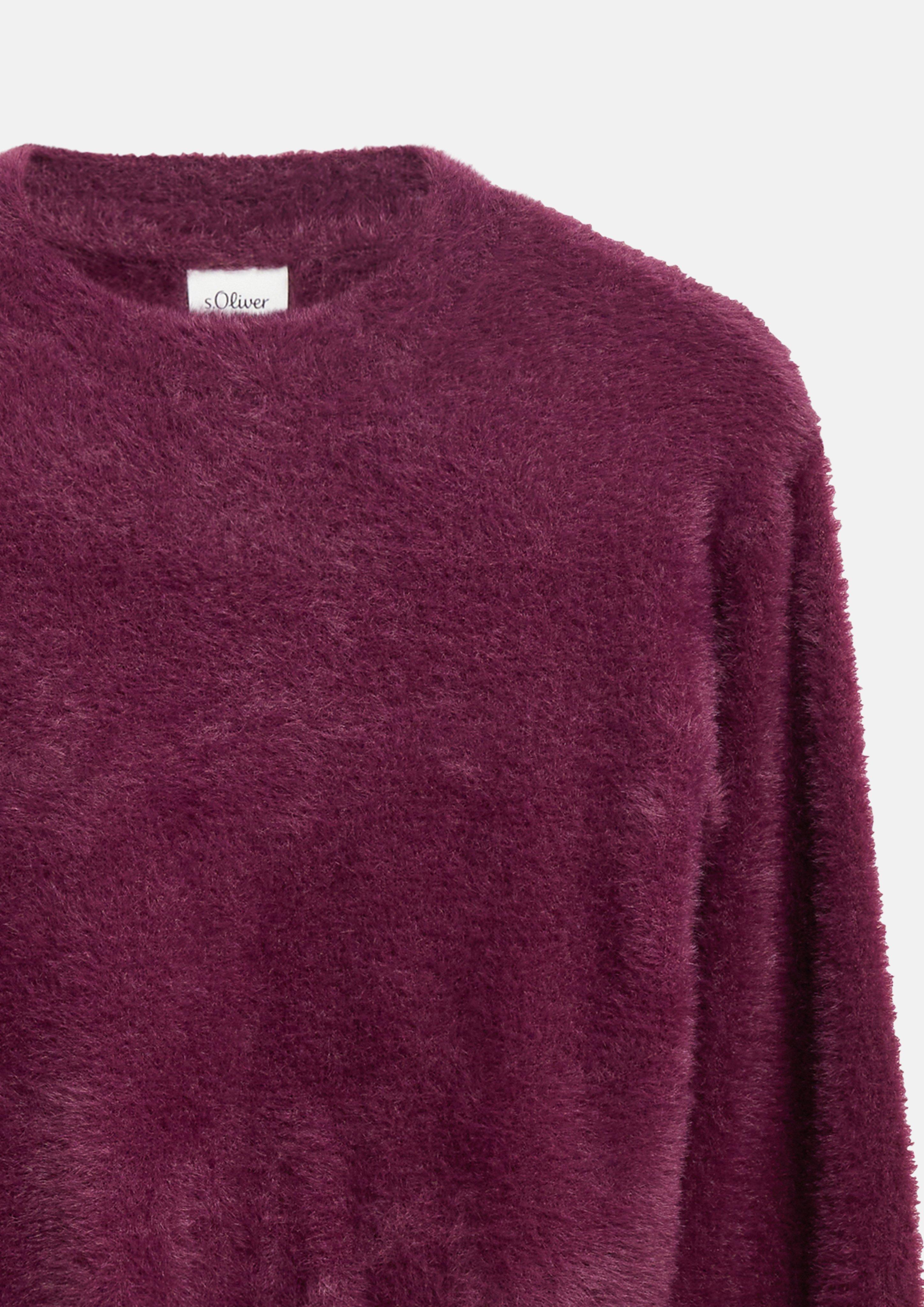Kinder Strickpullover im Loose Fit in Felloptik in lila von s.Oliver