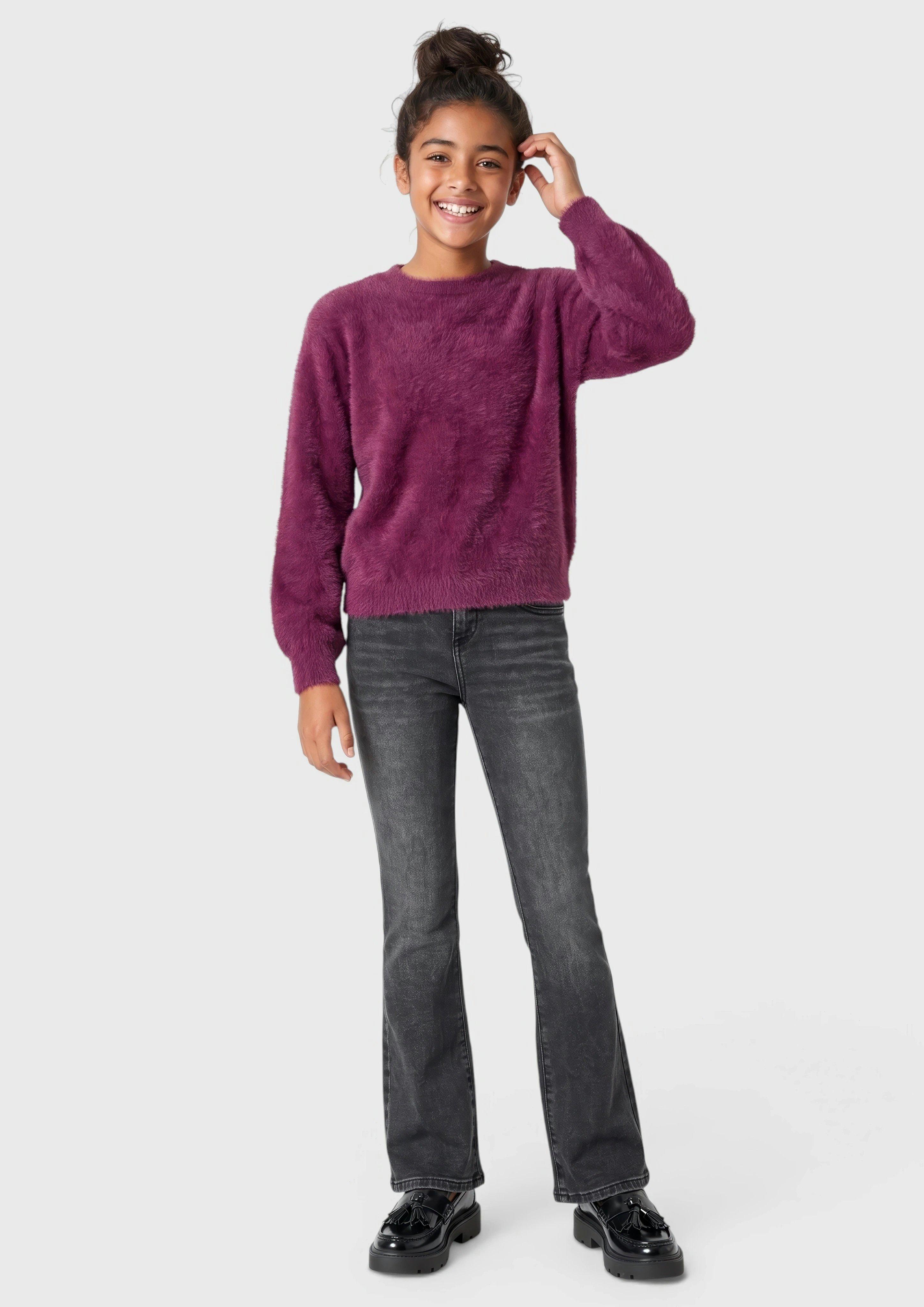 Kinder Strickpullover im Loose Fit in Felloptik in lila von s.Oliver