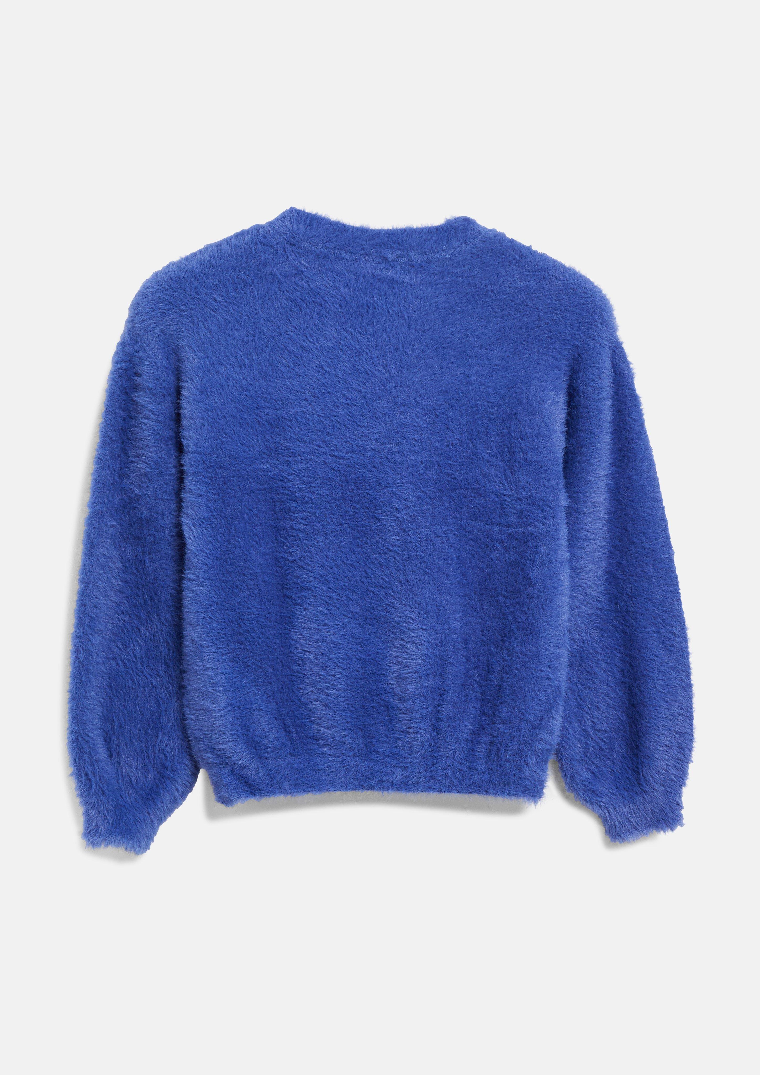 Junior Gebreide trui met losse pasvorm en bontlook in blauw van s.Oliver