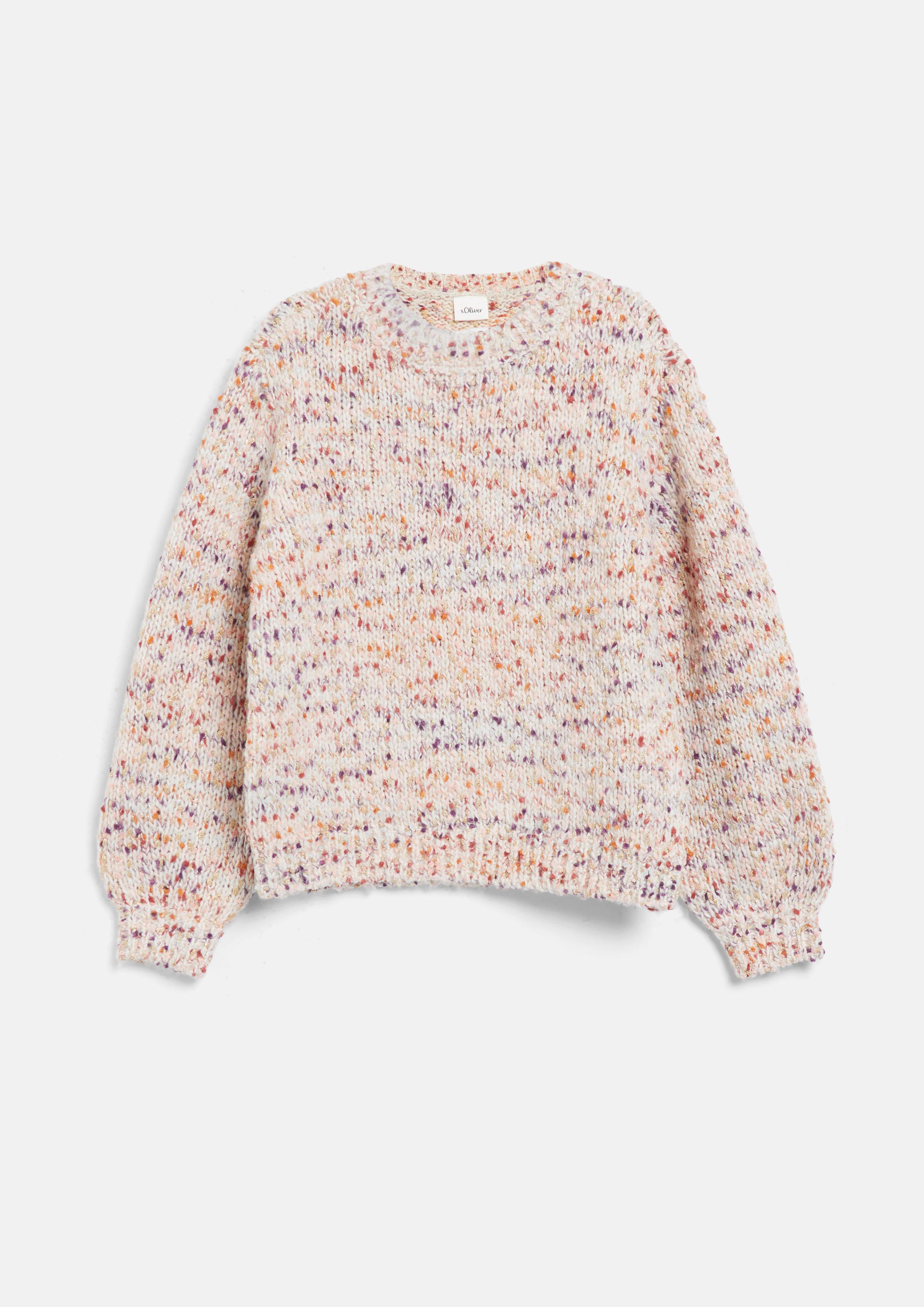Loose-fit knit sweater with glitter yarn in beige by s.Oliver