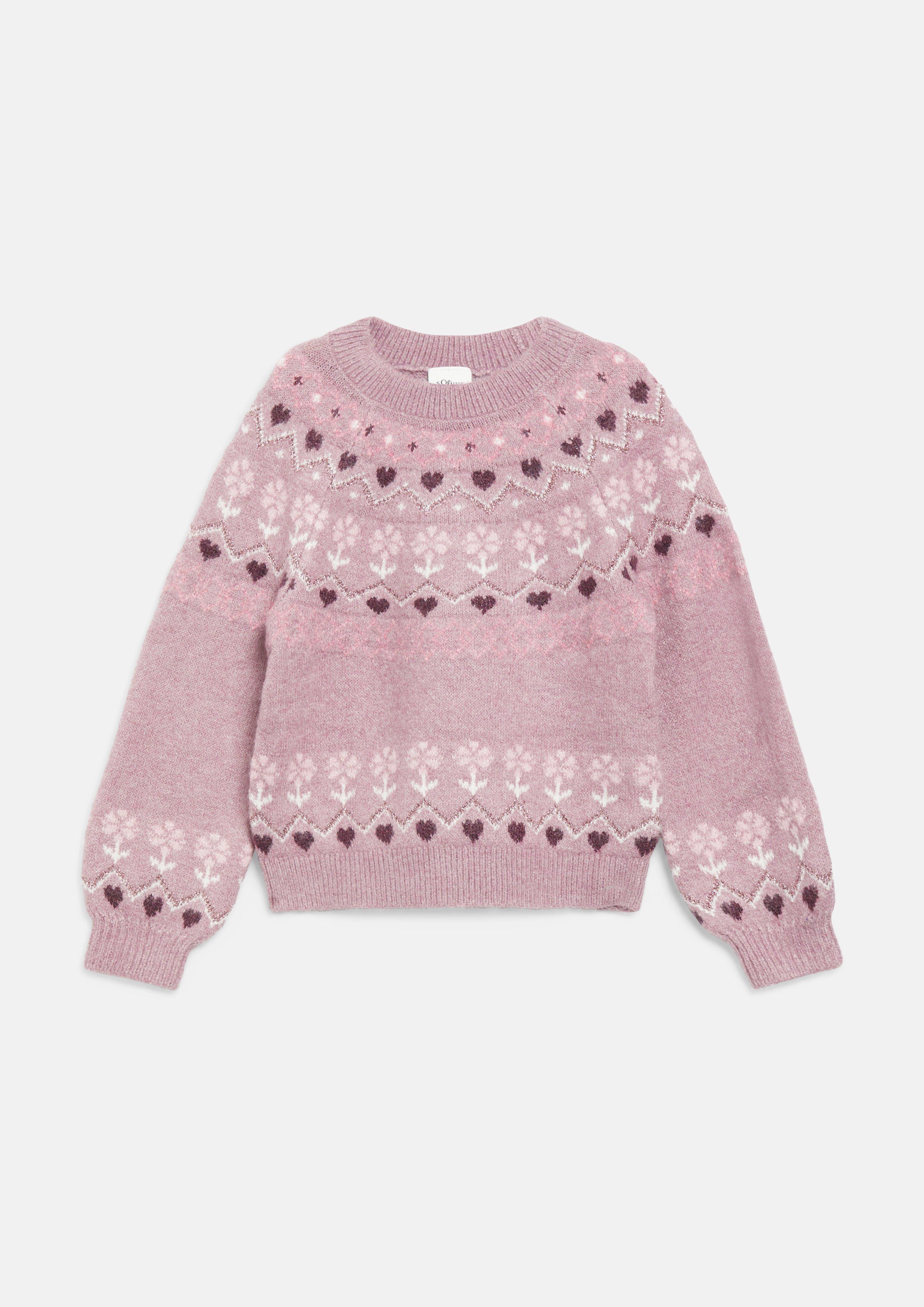 Pull raglan douillet à motif en intarsia en vieux rose de s.Oliver
