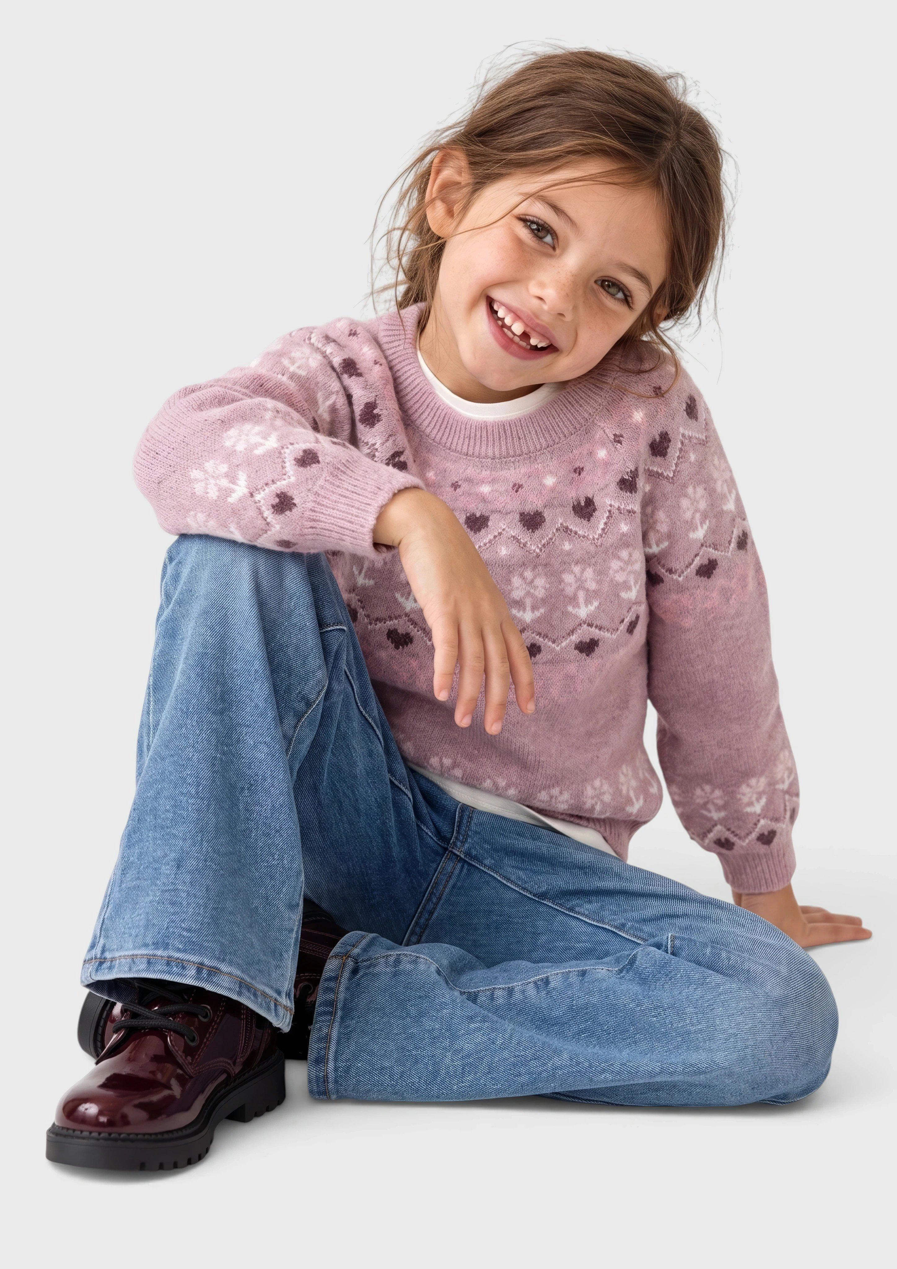 Flauschiger Raglan-Pullover mit Intarsienmuster in Farbe altrosa von s.Oliver