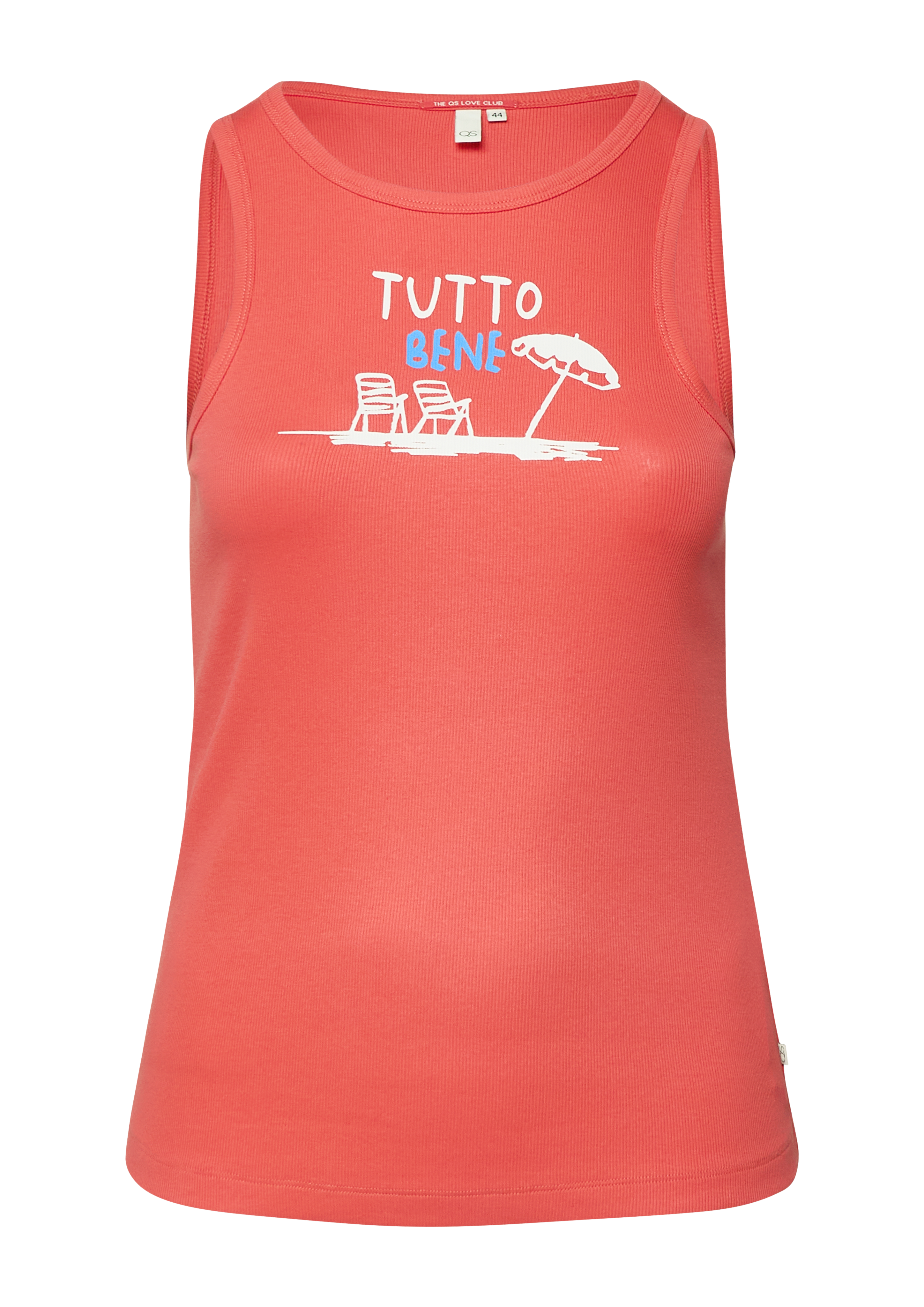 geribde tanktop met print