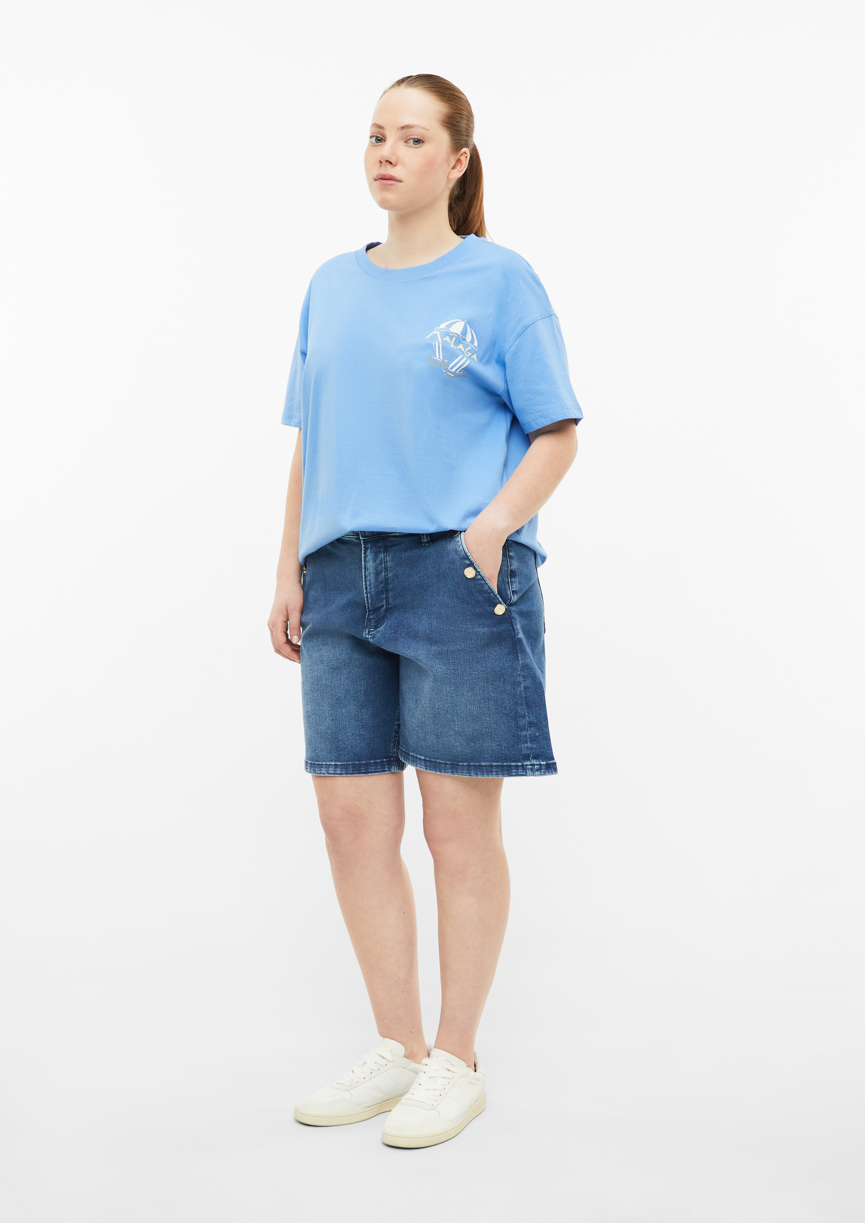 Damen T-Shirt in blau von QS CURVE
