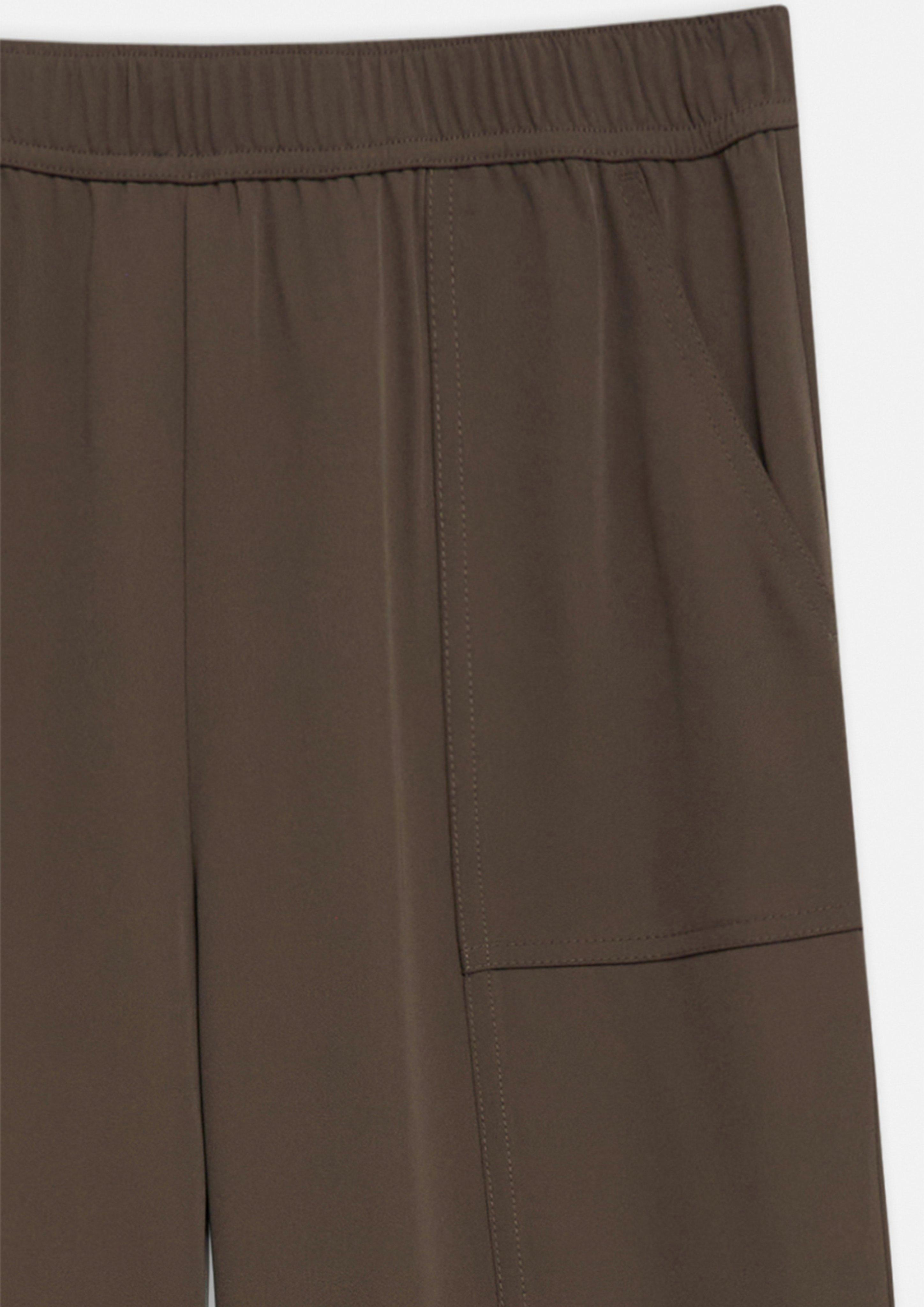 Damen Marlenehose mit elastischem Bund in braun von comma
