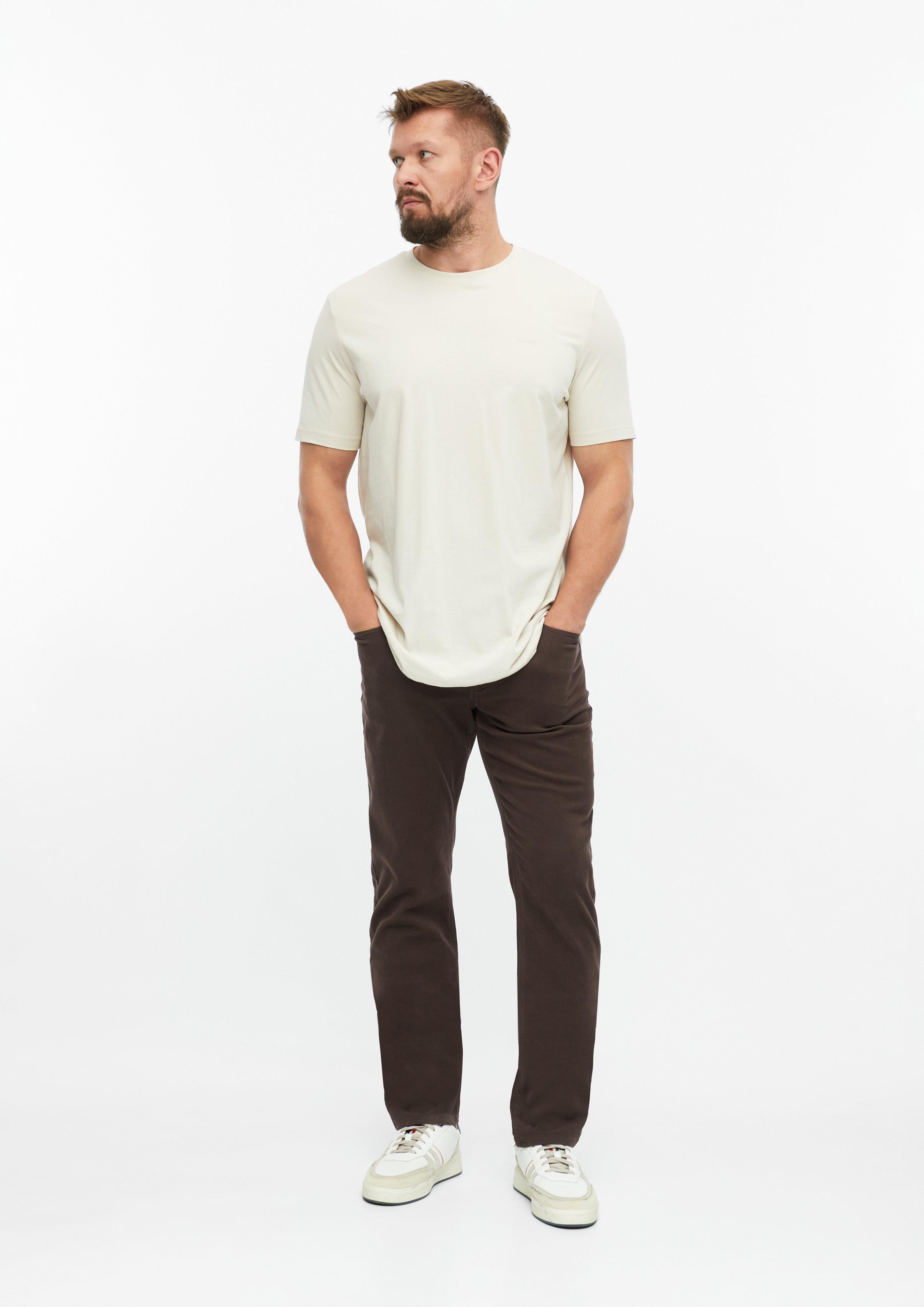 Hlače York / Straight Fit / Mid Rise / raztegljiva tekstura v barvi temno rjava od s.Oliver Men Big Sizes