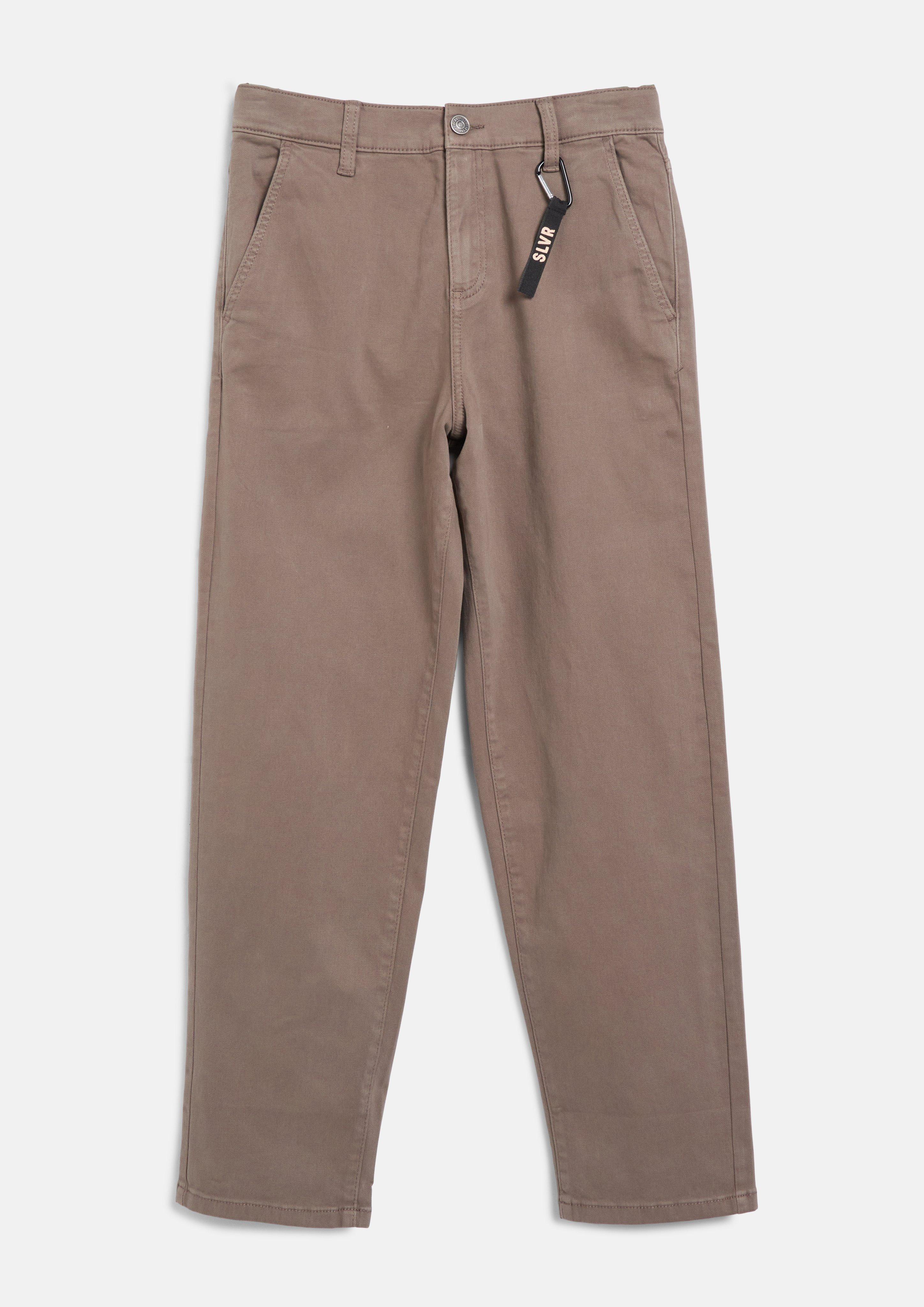 Hose Toni / Relaxed Fit / Mid Rise / Tapered Leg / mit s.Oliver Tape am Karabinerhaken in Farbe braun von s.Oliver