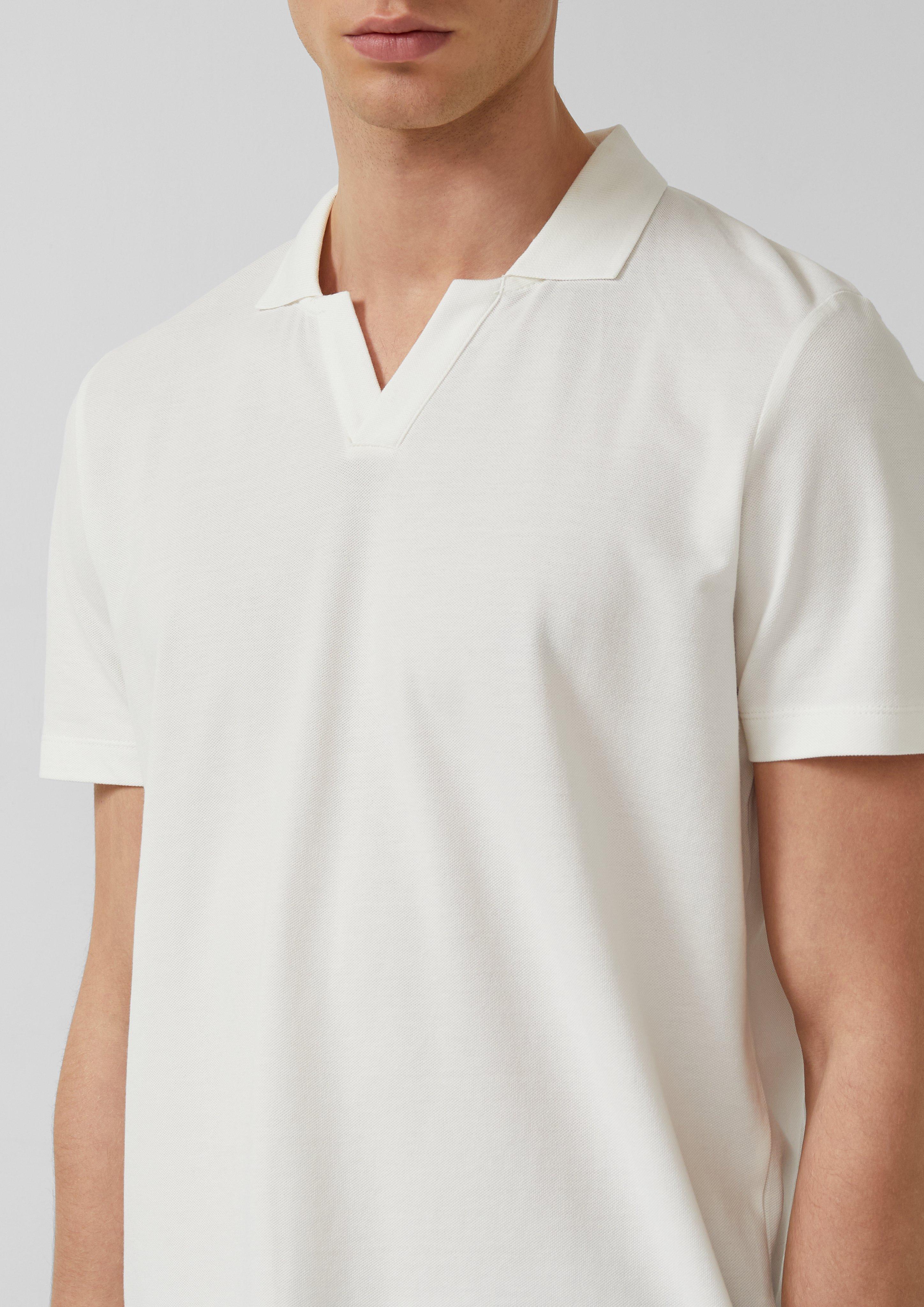 Piqué-Poloshirt mit offenem Kragen
