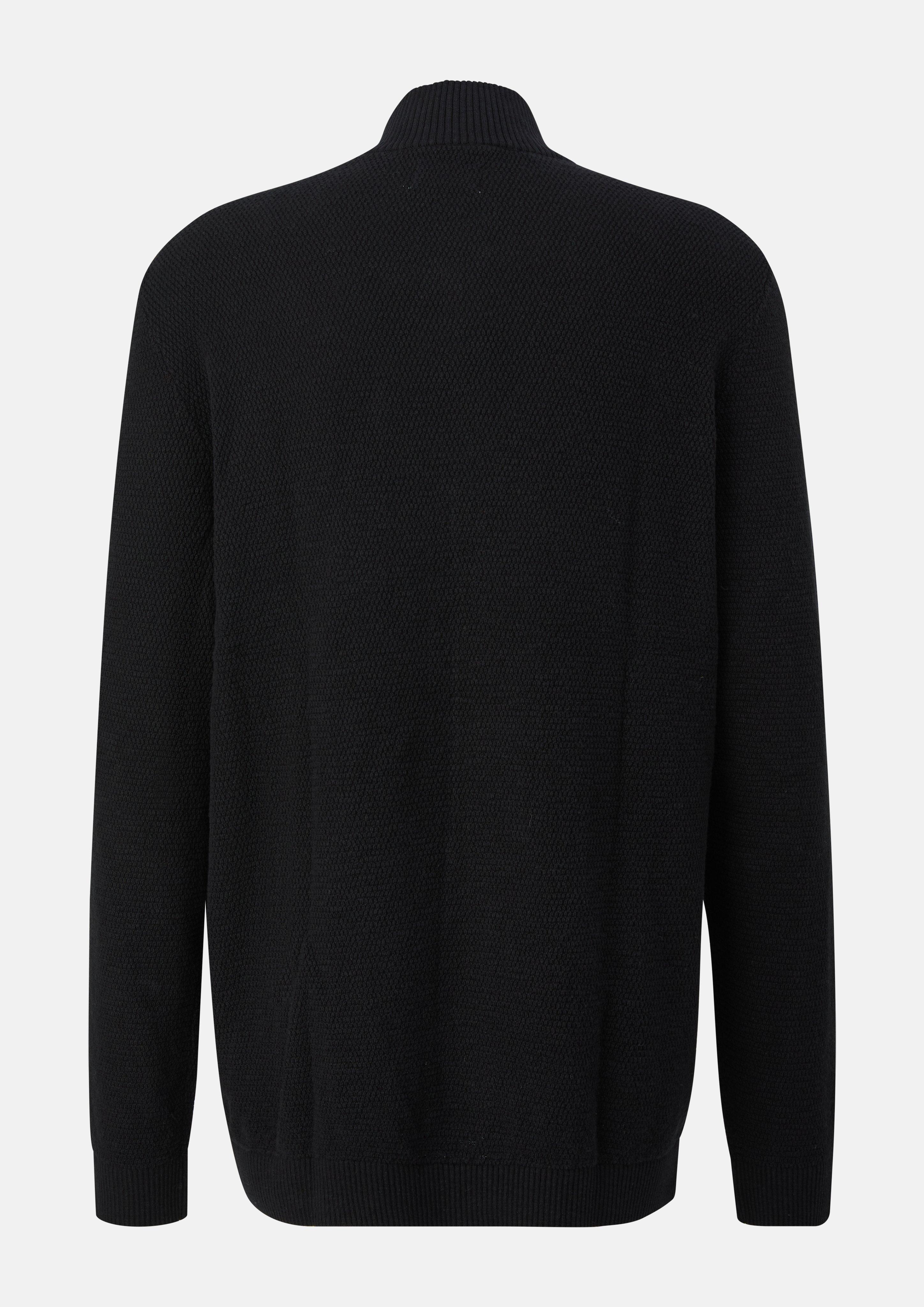 Hommes Cardigan texturé avec des détails contrastés en noir de s.Oliver Men Tall Sizes