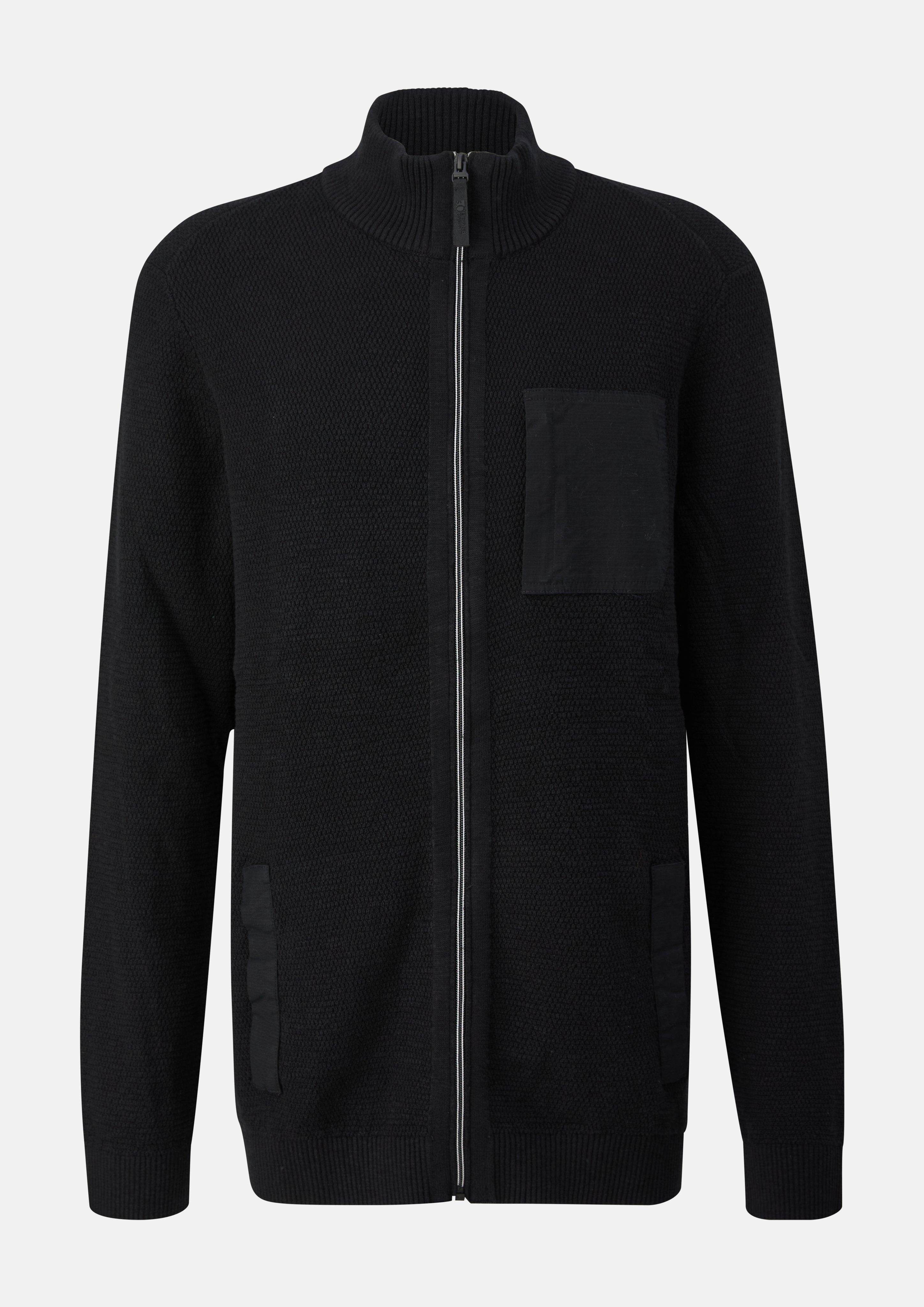 Cardigan texturé avec des détails contrastés en noir de s.Oliver Men Tall Sizes
