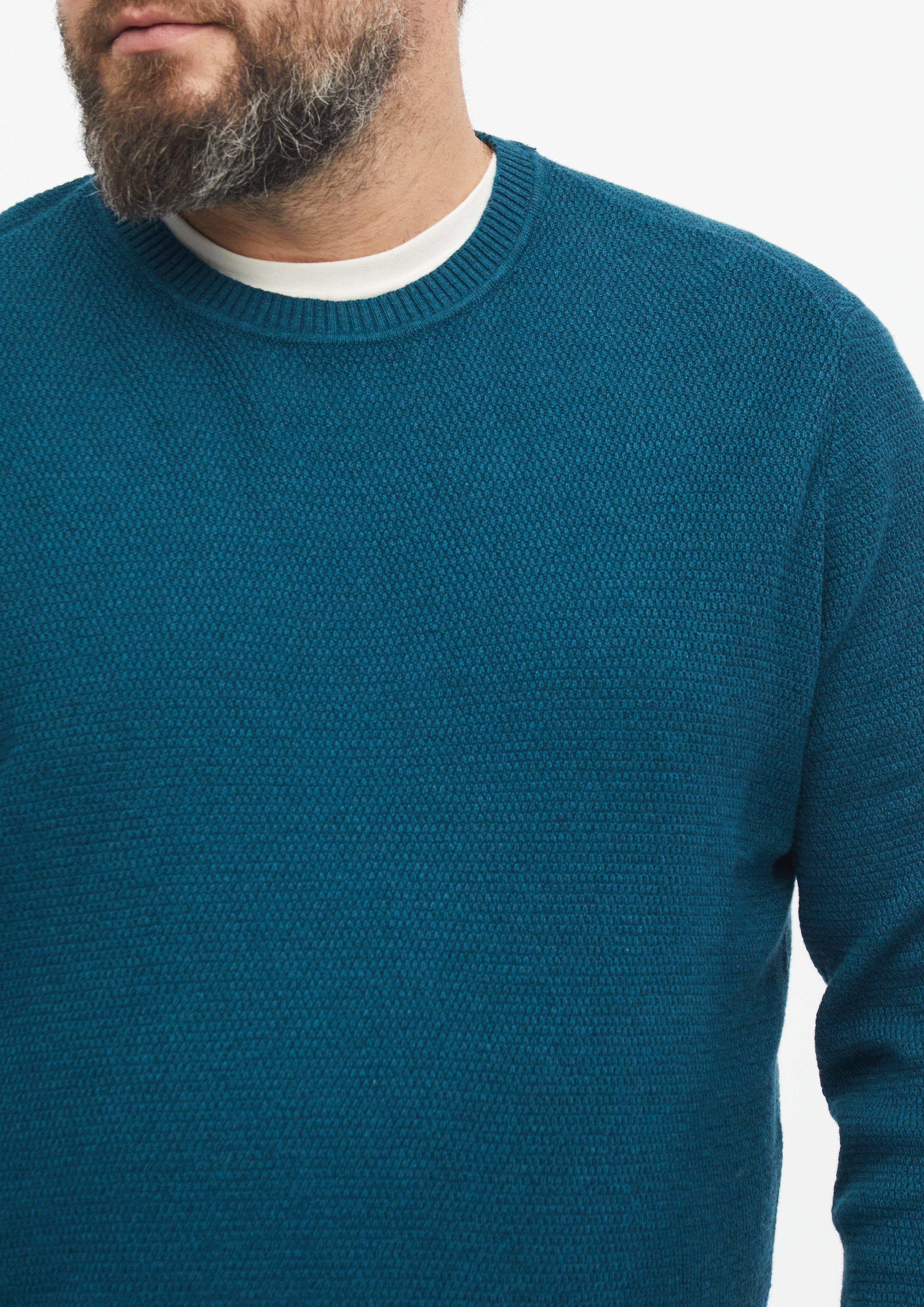 Moški Pulover s teksturo iz 100% bombaža v barvi modra od s.Oliver Men Big Sizes