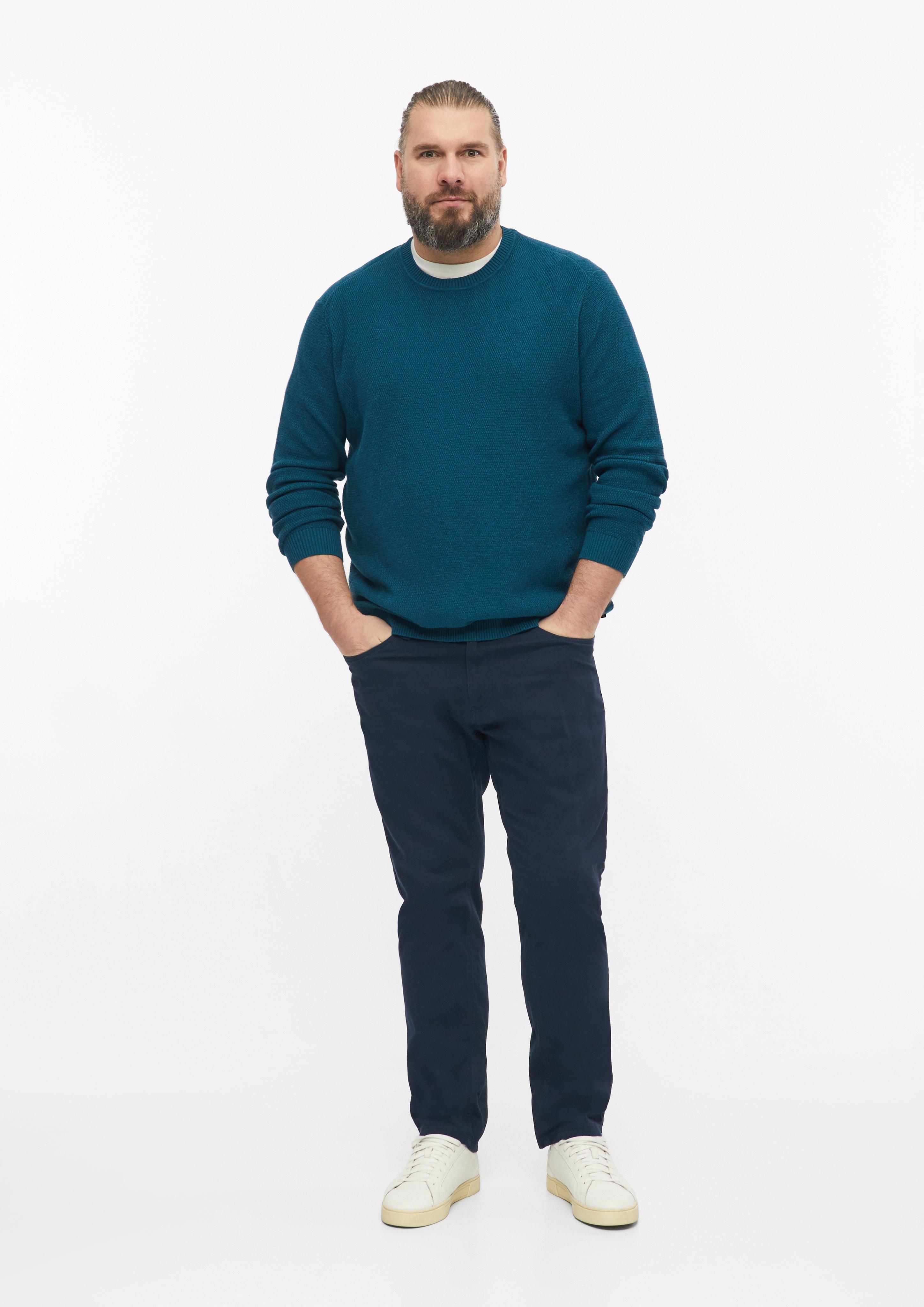Moški Pulover s teksturo iz 100% bombaža v barvi modra od s.Oliver Men Big Sizes