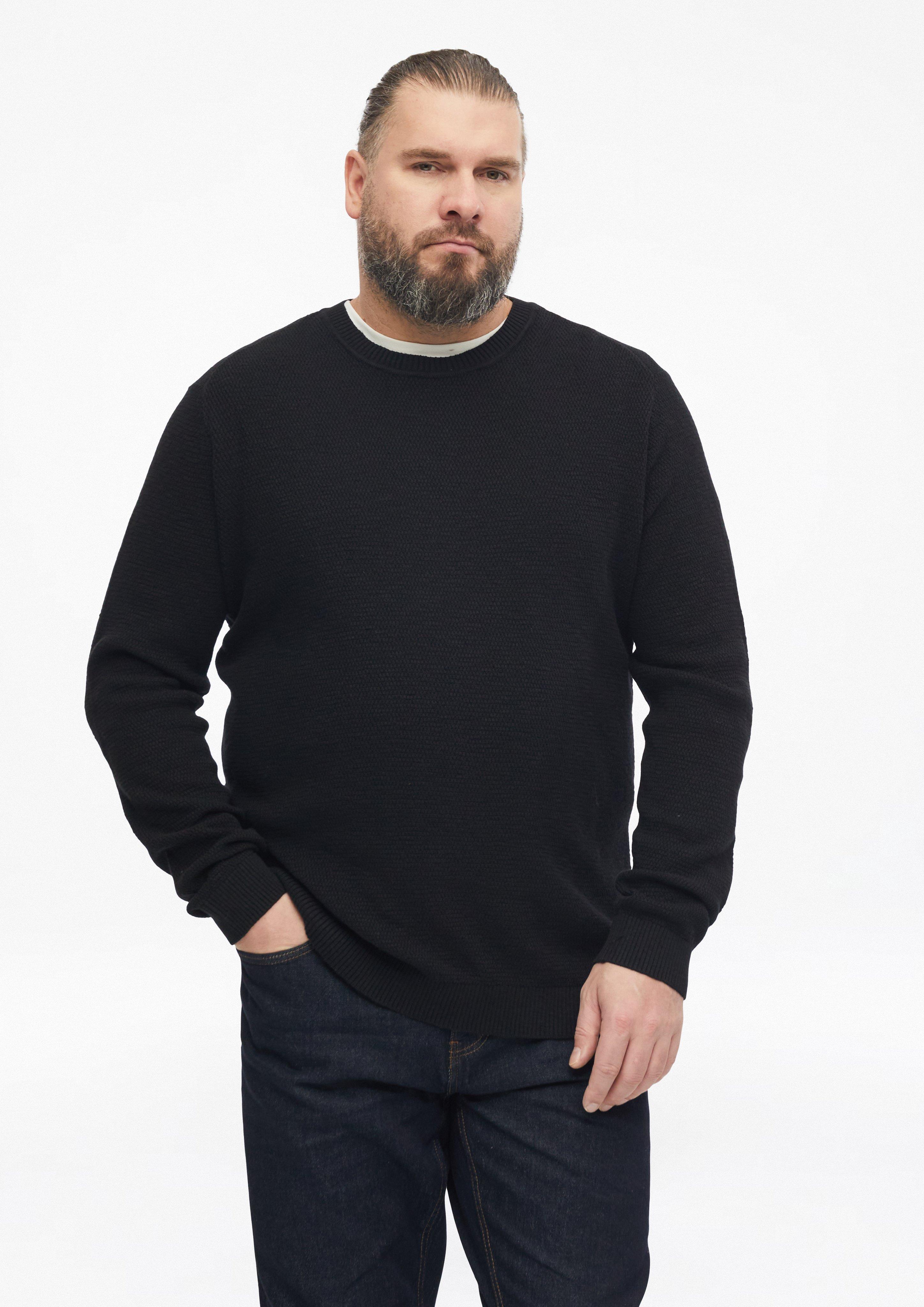 Struktur-Pullover aus 100% Baumwolle in Farbe schwarz von s.Oliver Men Big Sizes