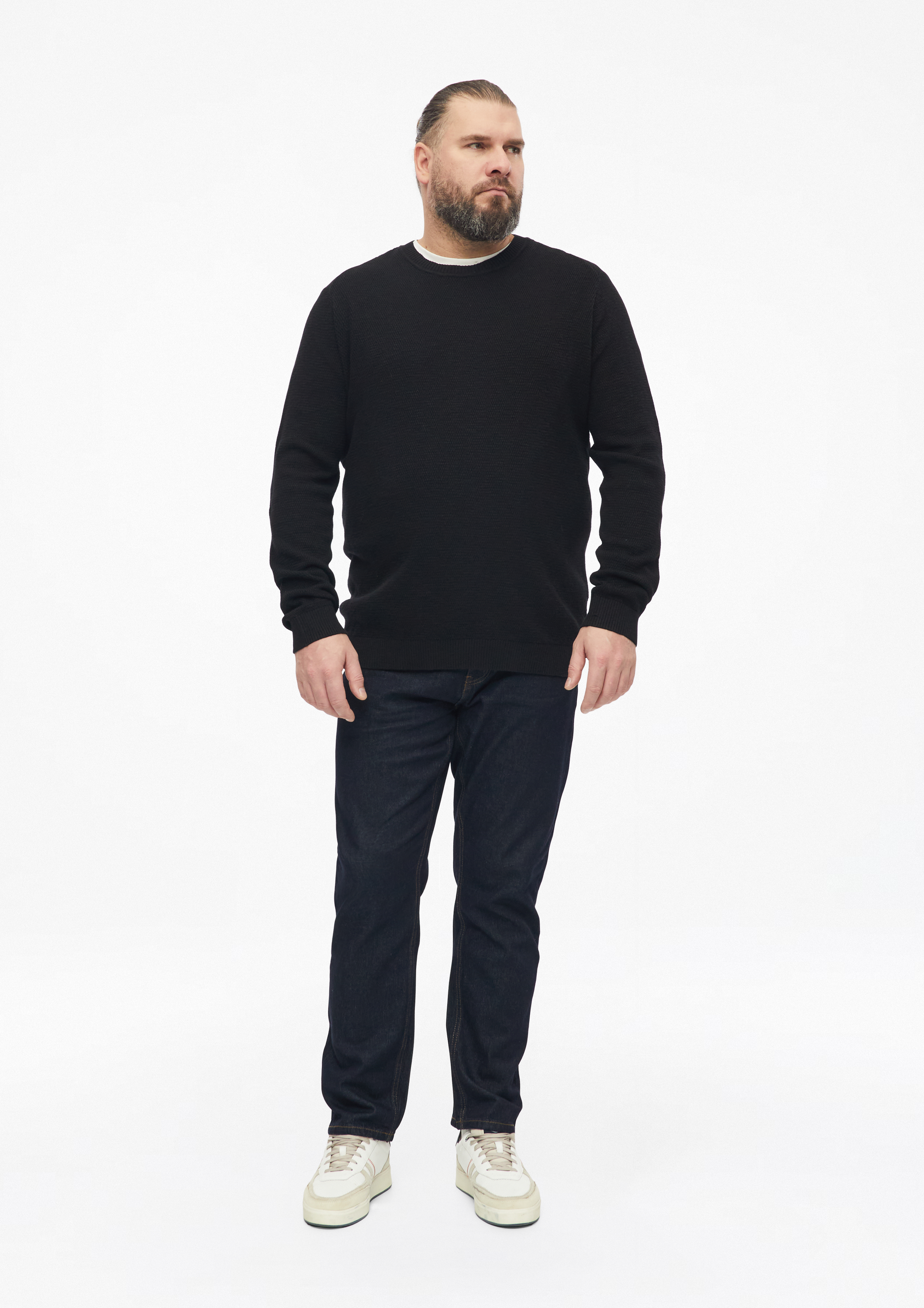 Moški Pulover s teksturo iz 100% bombaža v barvi črna od s.Oliver Men Big Sizes