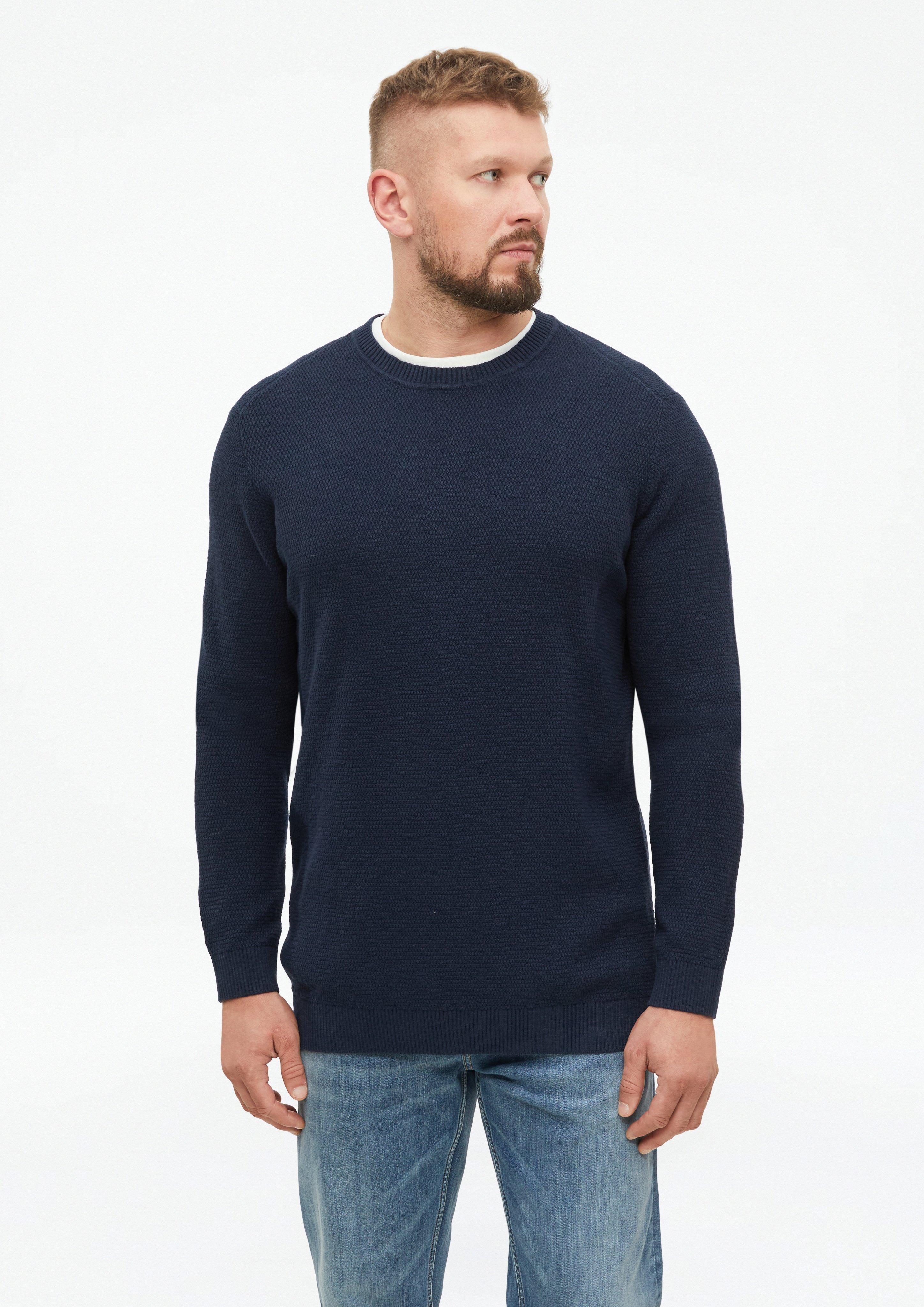 Getextureerde trui van 100% katoen in navy van s.Oliver Men Tall Sizes
