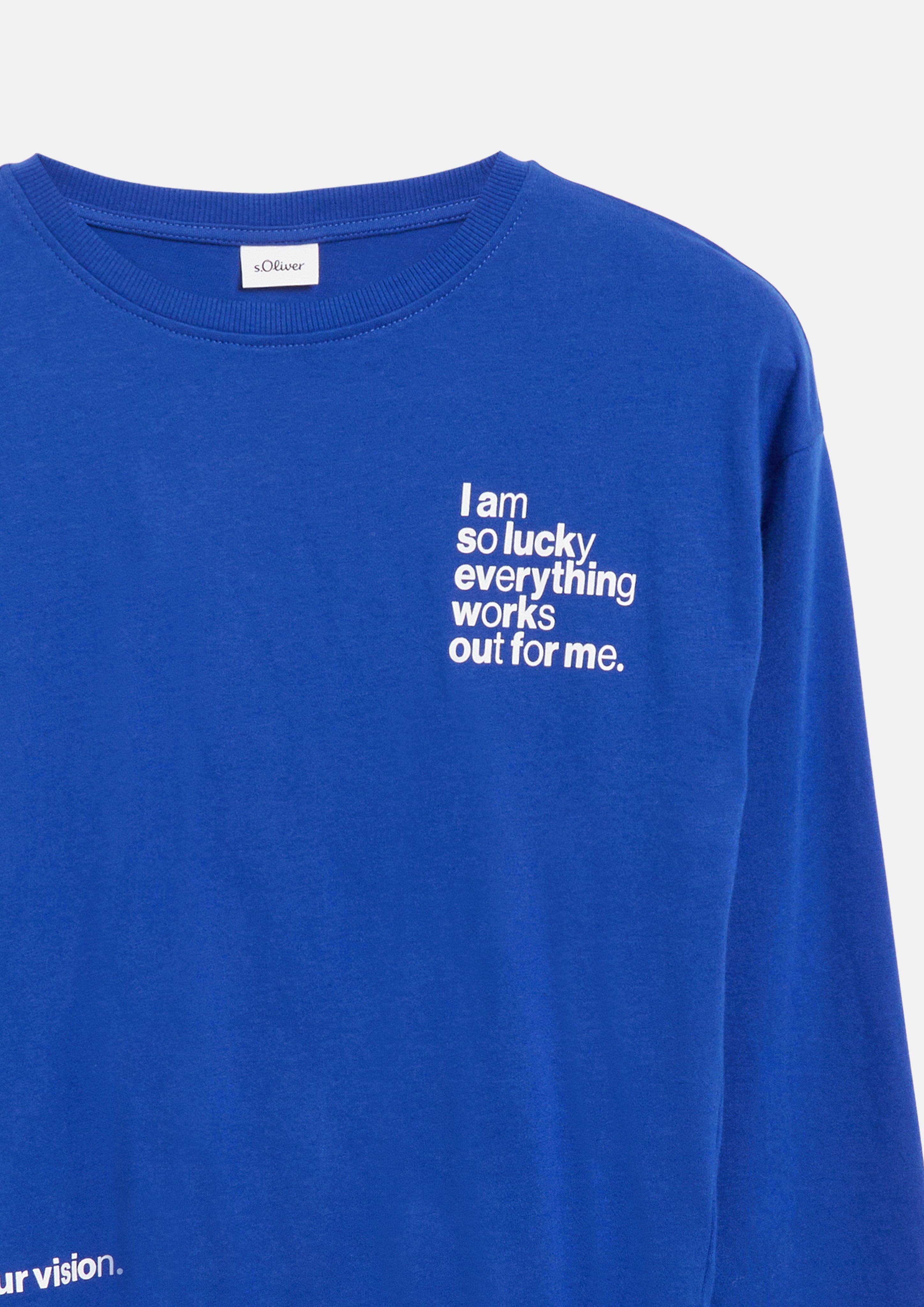 Kids Boxy-fit printed T-shirt in blue by s.Oliver