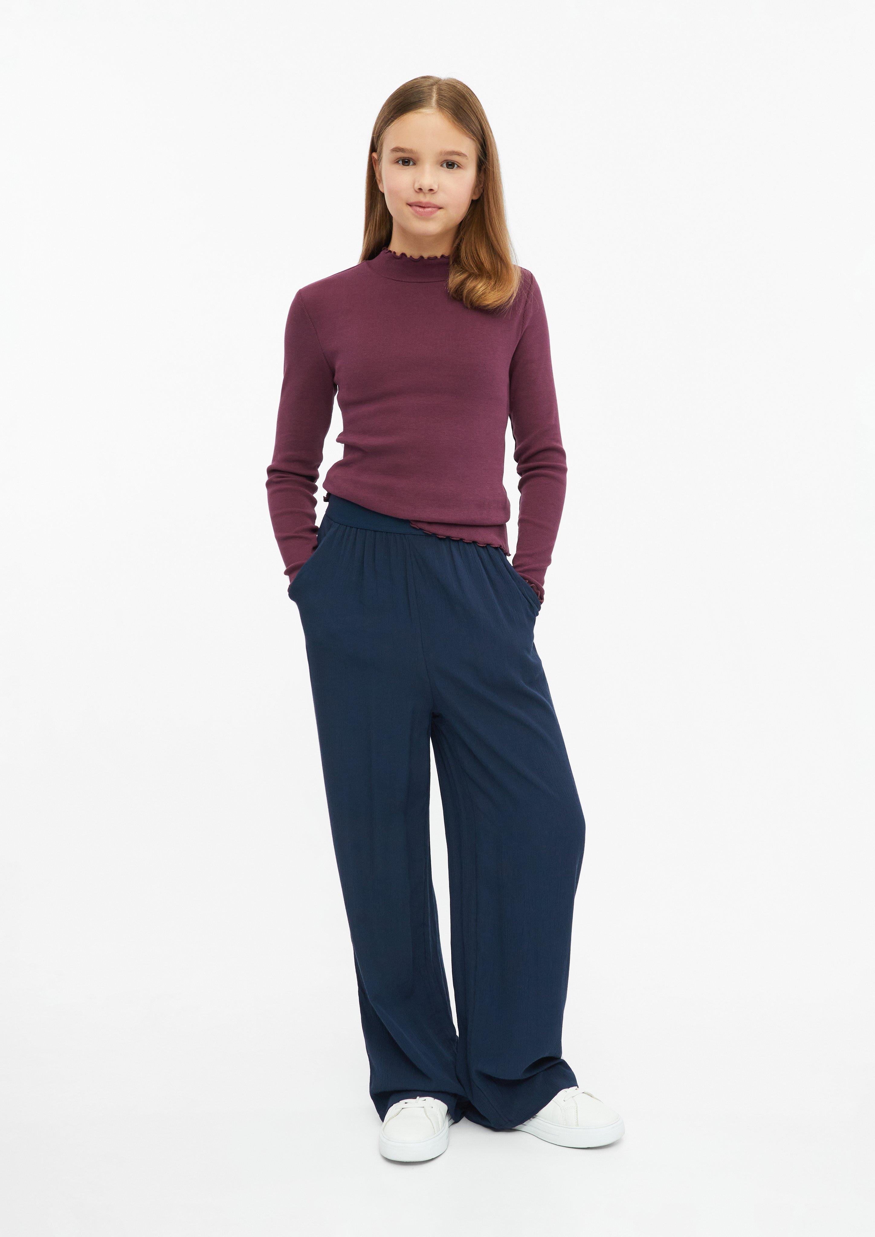 Kinder Weiches Rippshirt im Slim Fit mit Stehkragen in rot von s.Oliver