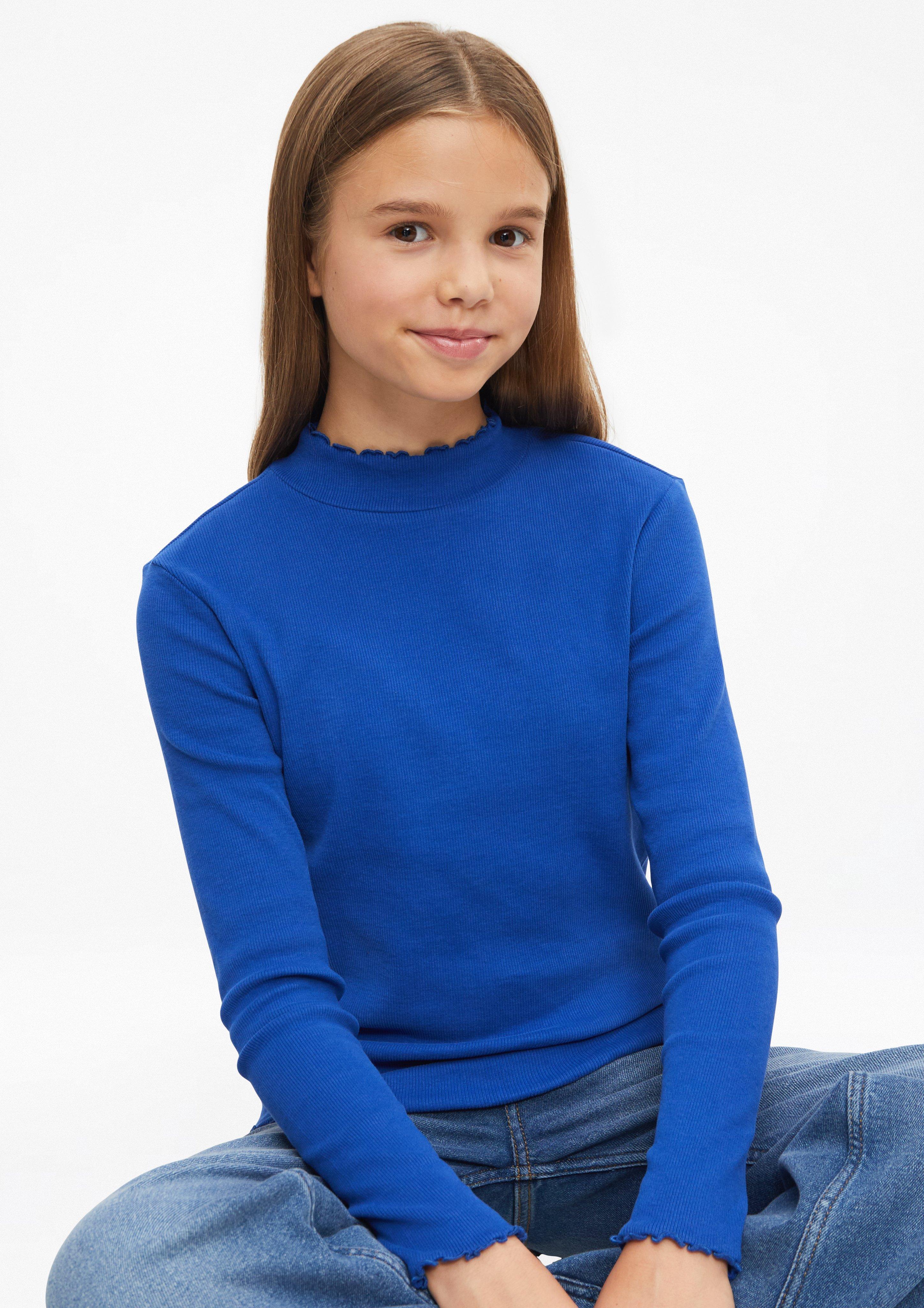 Kinder Weiches Rippshirt im Slim Fit mit Stehkragen in blau von s.Oliver