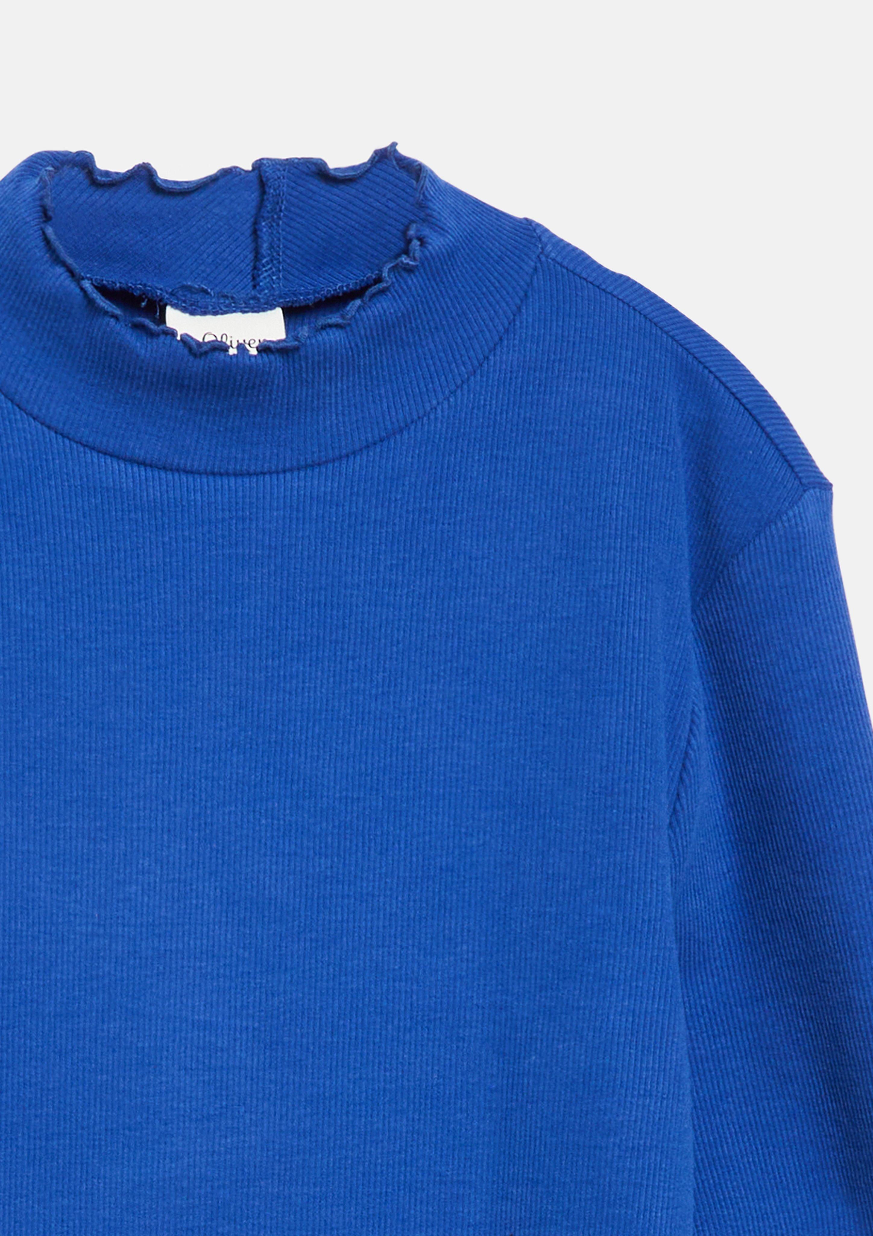 Deti Mäkké rebrované tričko Slim Fit so stojačikom vo farbe modrá od s.Oliver
