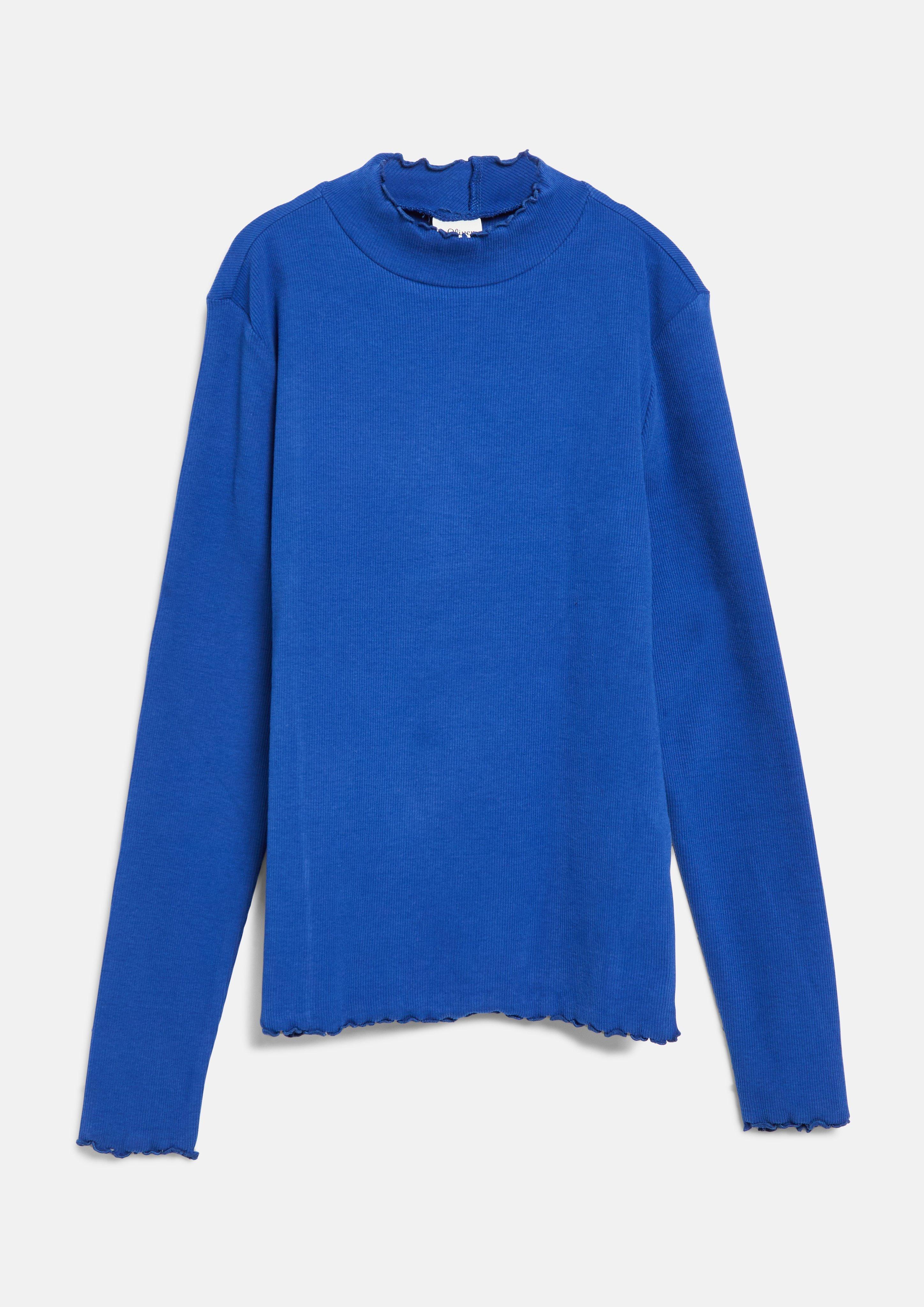 Kinder Weiches Rippshirt im Slim Fit mit Stehkragen in blau von s.Oliver