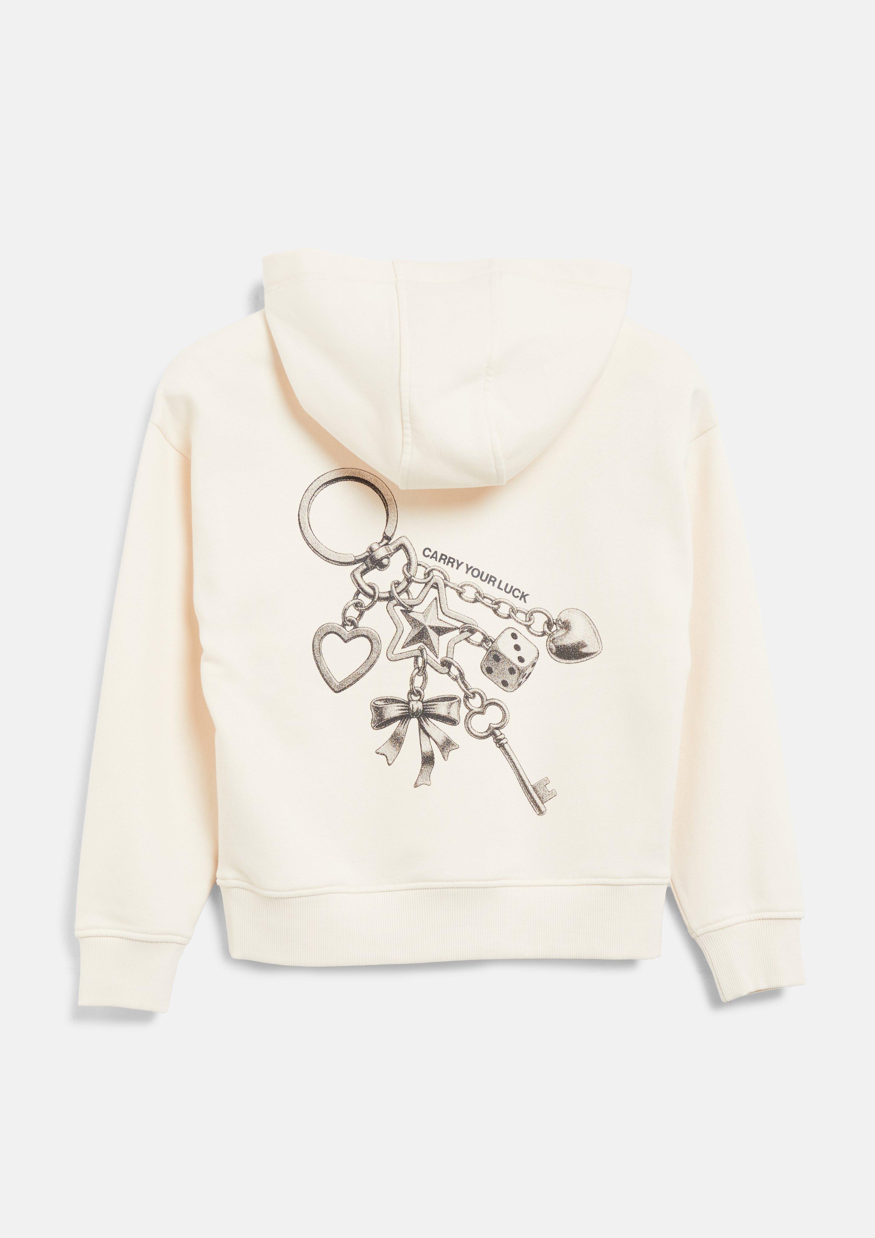 Junior Sweat-shirt douillet à la coupe ample avec imprimé en crème de s.Oliver