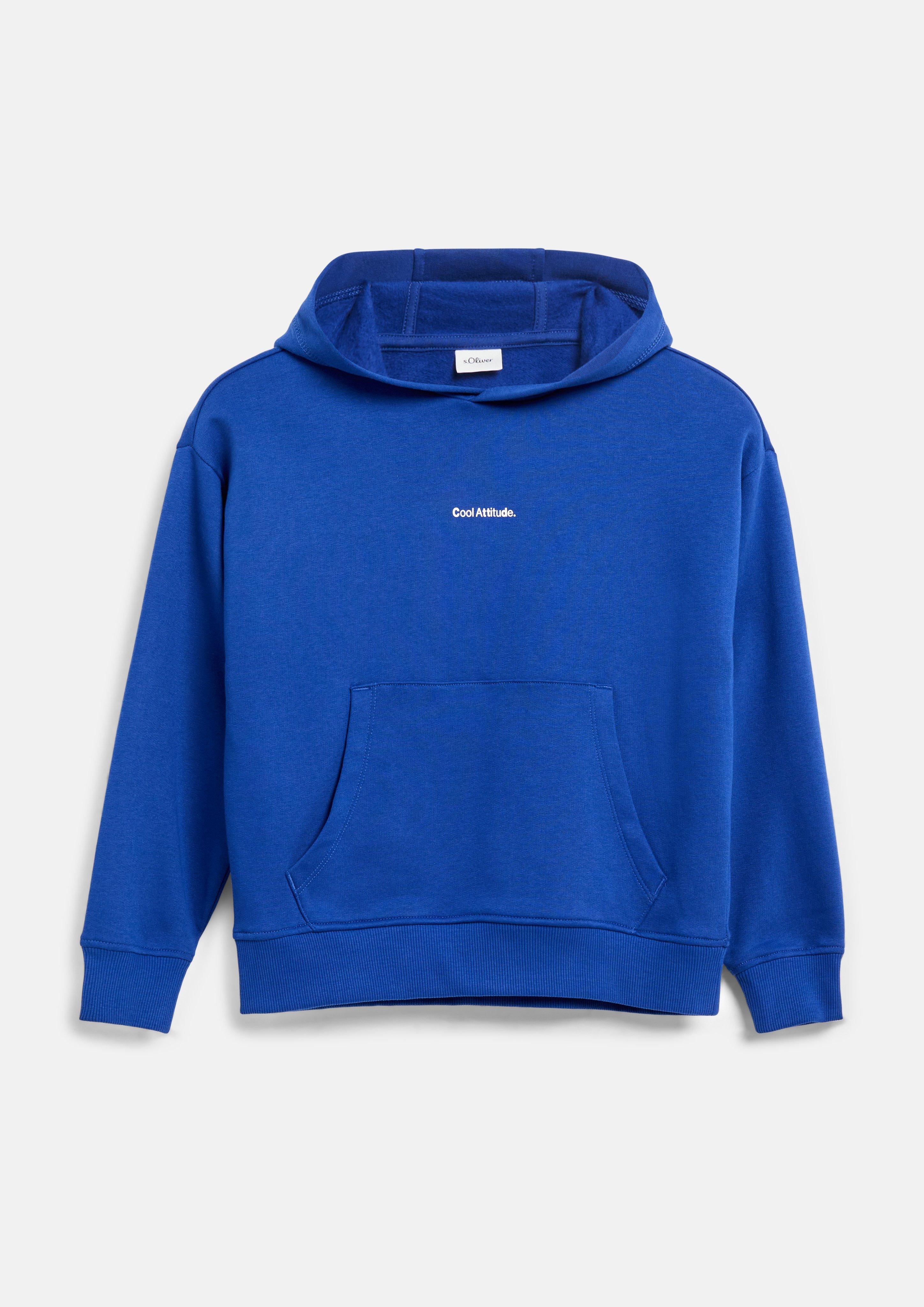 Sweat-shirt douillet à la coupe ample avec imprimé en bleu foncé de s.Oliver
