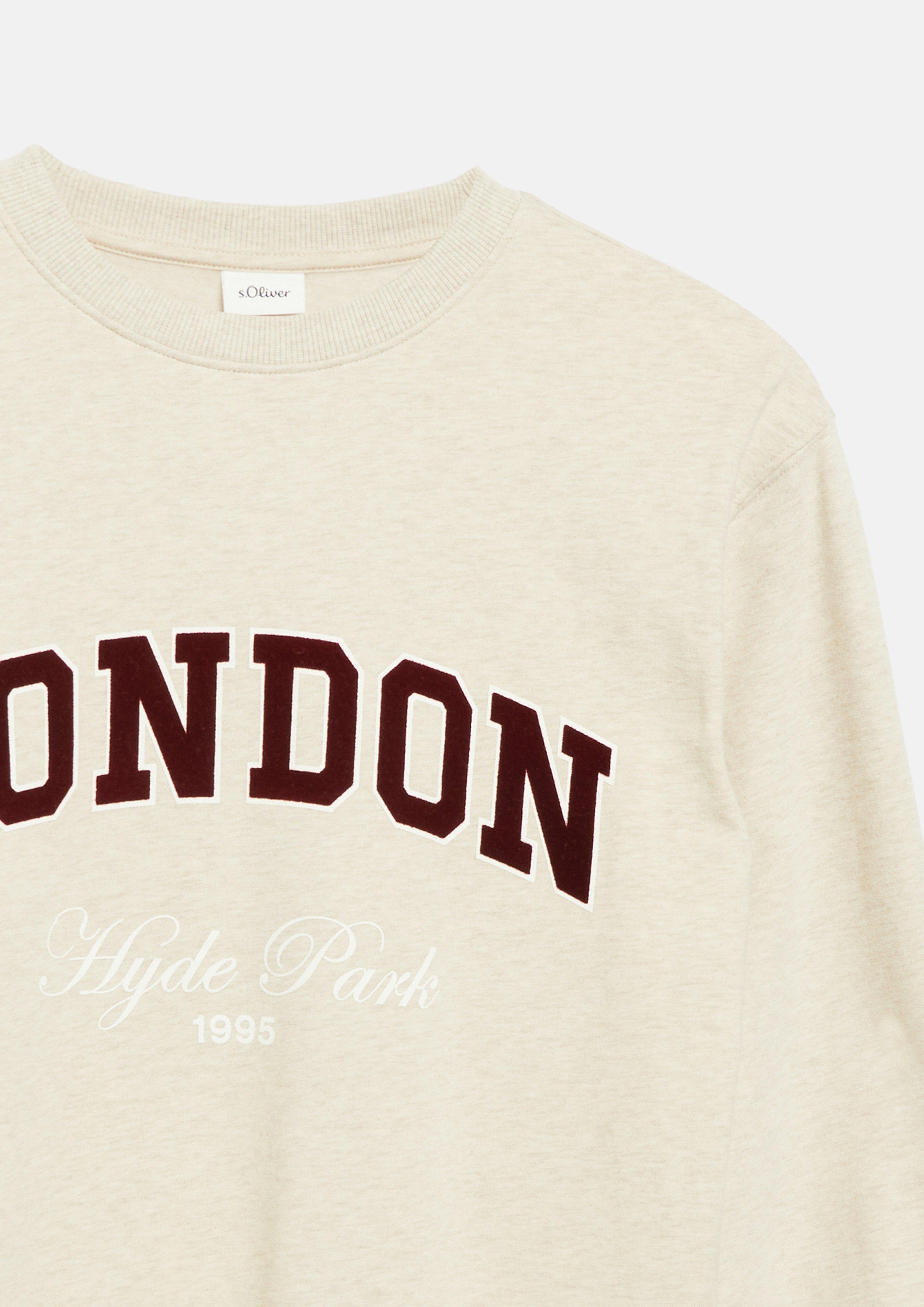 Kinder Kuscheliges Oversize-Sweatshirt mit Flockprint in beige von s.Oliver