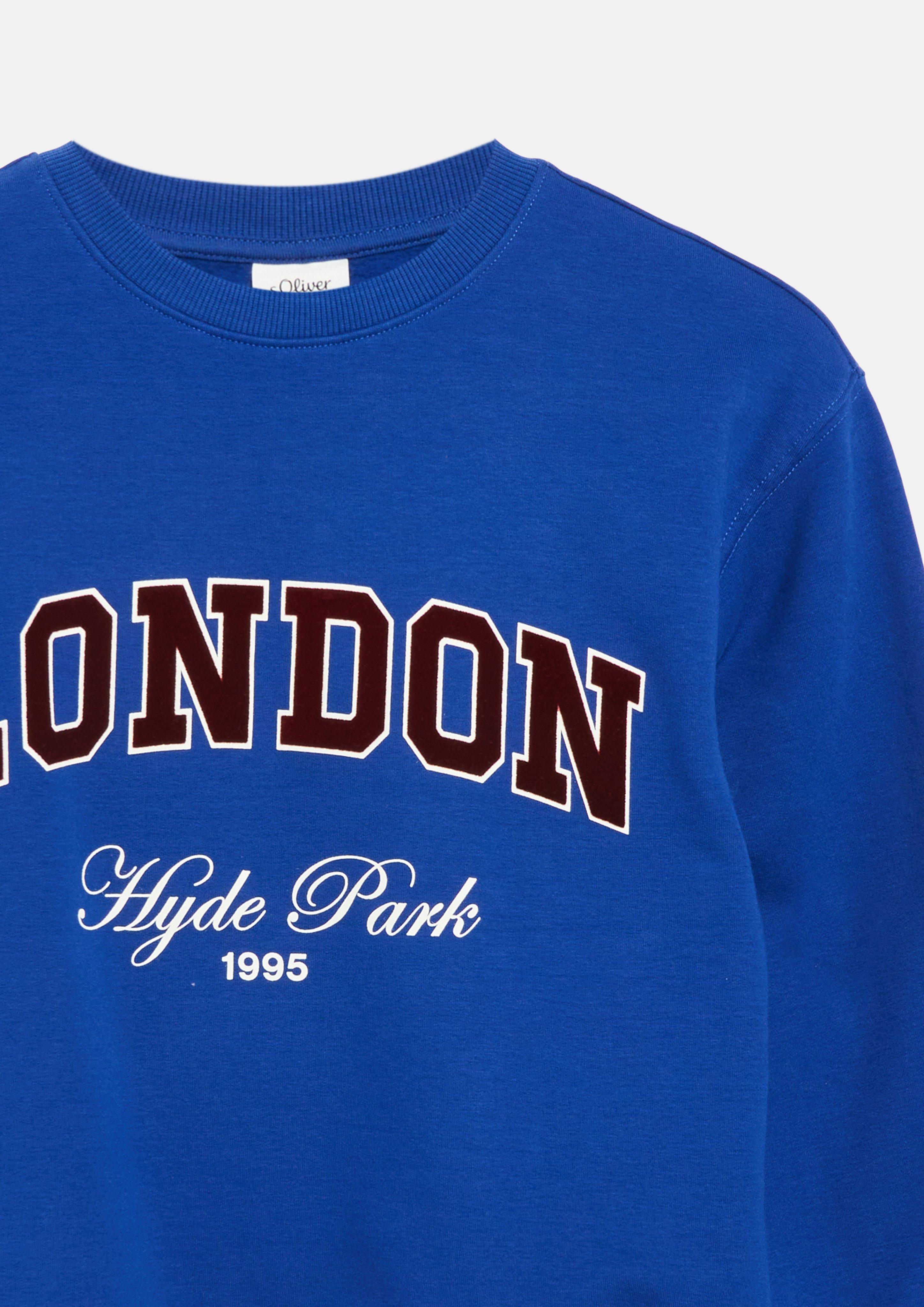 Kinder Kuscheliges Oversize-Sweatshirt mit Flockprint in blau von s.Oliver